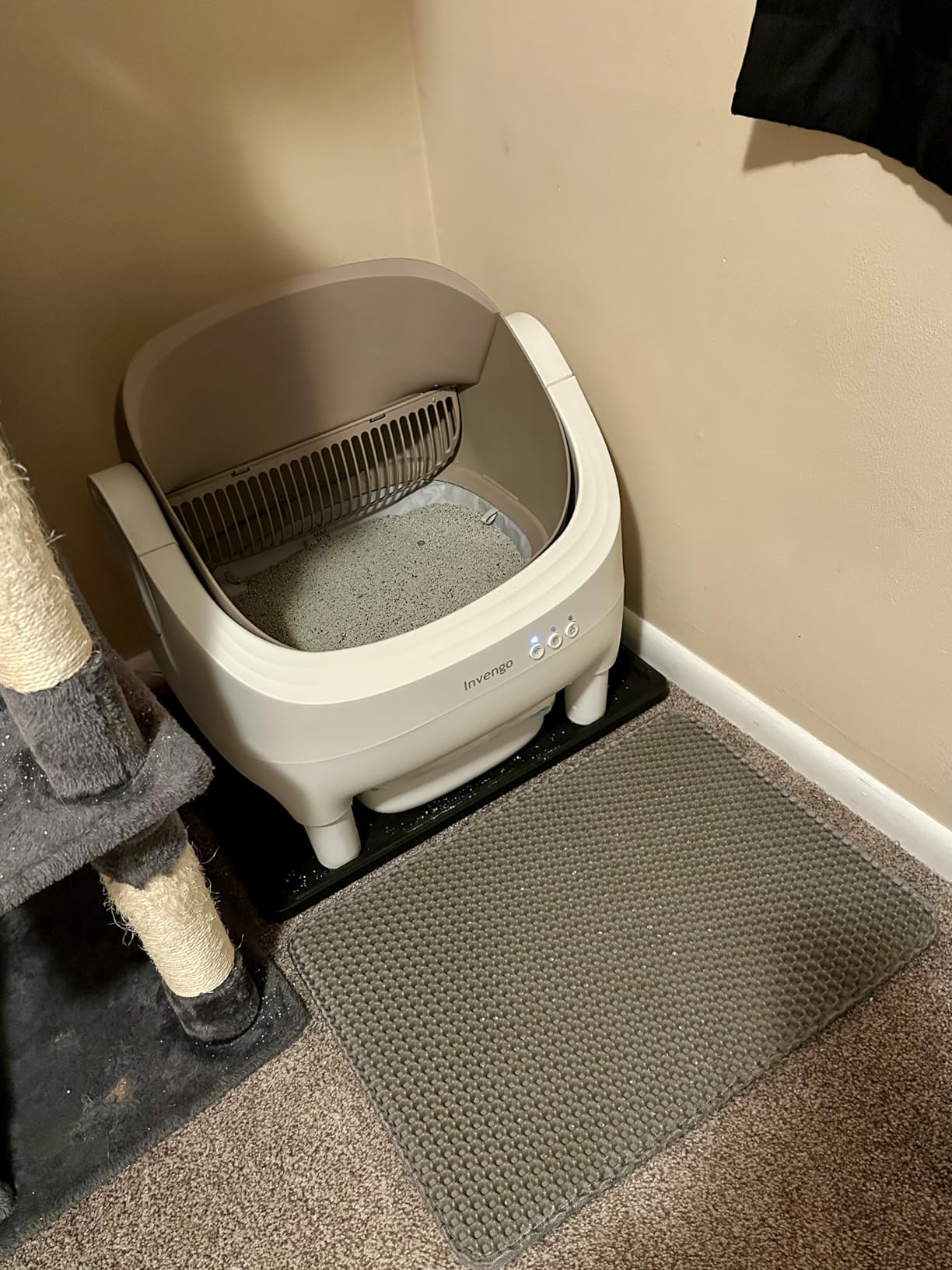 Invengo Automatic Cat Litter Box Self Cleaning, App Control, Open-Top Automatic Litter Box with Safety Sensors, Ultra-Quiet, 10.5L Waste Bin with Odor Control, 2 Rolls of Garbage Bags, Light Grey customer photo 1