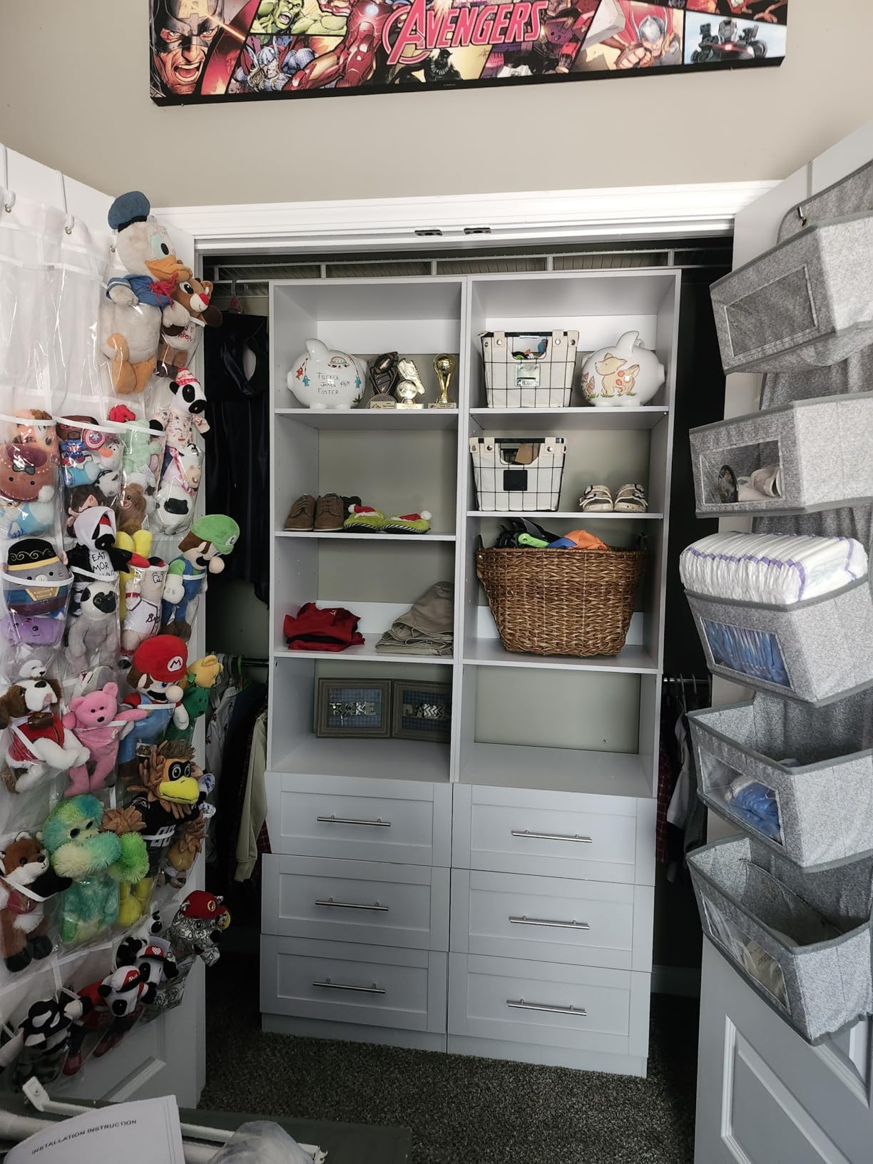 Closet System with 6 Drawers, 5-14FT Custom Closet Organizer System with 8 Expandable Hanging Rods & Adjustable Shelves, Modular Wood Closet Systems Tower for Walk in Closet Storage, 2 Sets customer photo 1