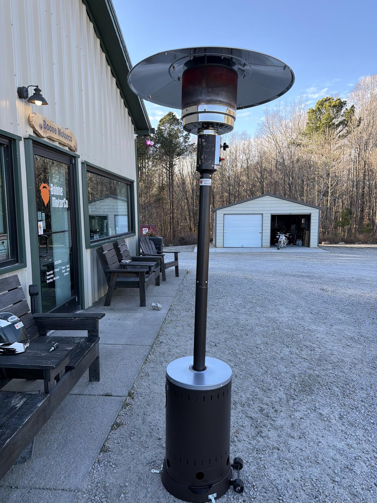 DIAMONDFORGE 50,000 BTU Patio Heater - Propane Patio Heater with Sand Box, Double-Layer Stainless Steel Burner Space Heater, Outdoor Heaters with Wheels, Used for Garden, Patio and Residential, Brown customer photo 1