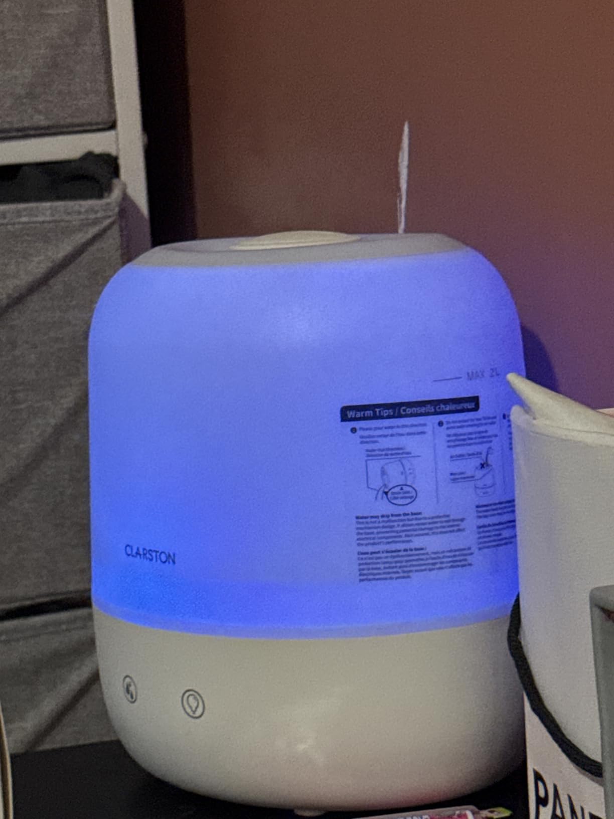 Clarston Humidifiers for Bedroom, 2L Top Fill with 360° Nozzle for Large Room, 7-Color Night Light, 24dB Quiet Cool Mist Air Humidifier for Baby Nursery & Plants, No BPA, Auto Shut Off, Easy to Clean customer photo 2