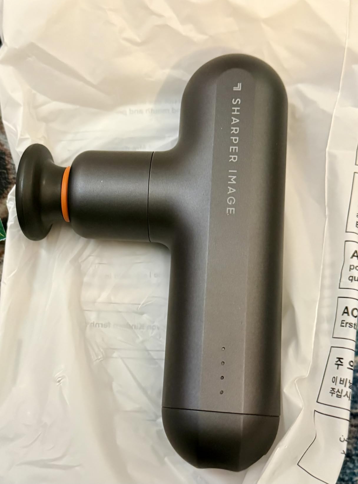 Sharper Image Deep Tissue Percussion Massage Gun, Powerboost Move Evo Hot & Cold Rechargeable Handheld Massager, 4 Adjustable Speeds, 5 Attachment Heads & Carrying Case, for Muscle Pain Relief customer photo 1