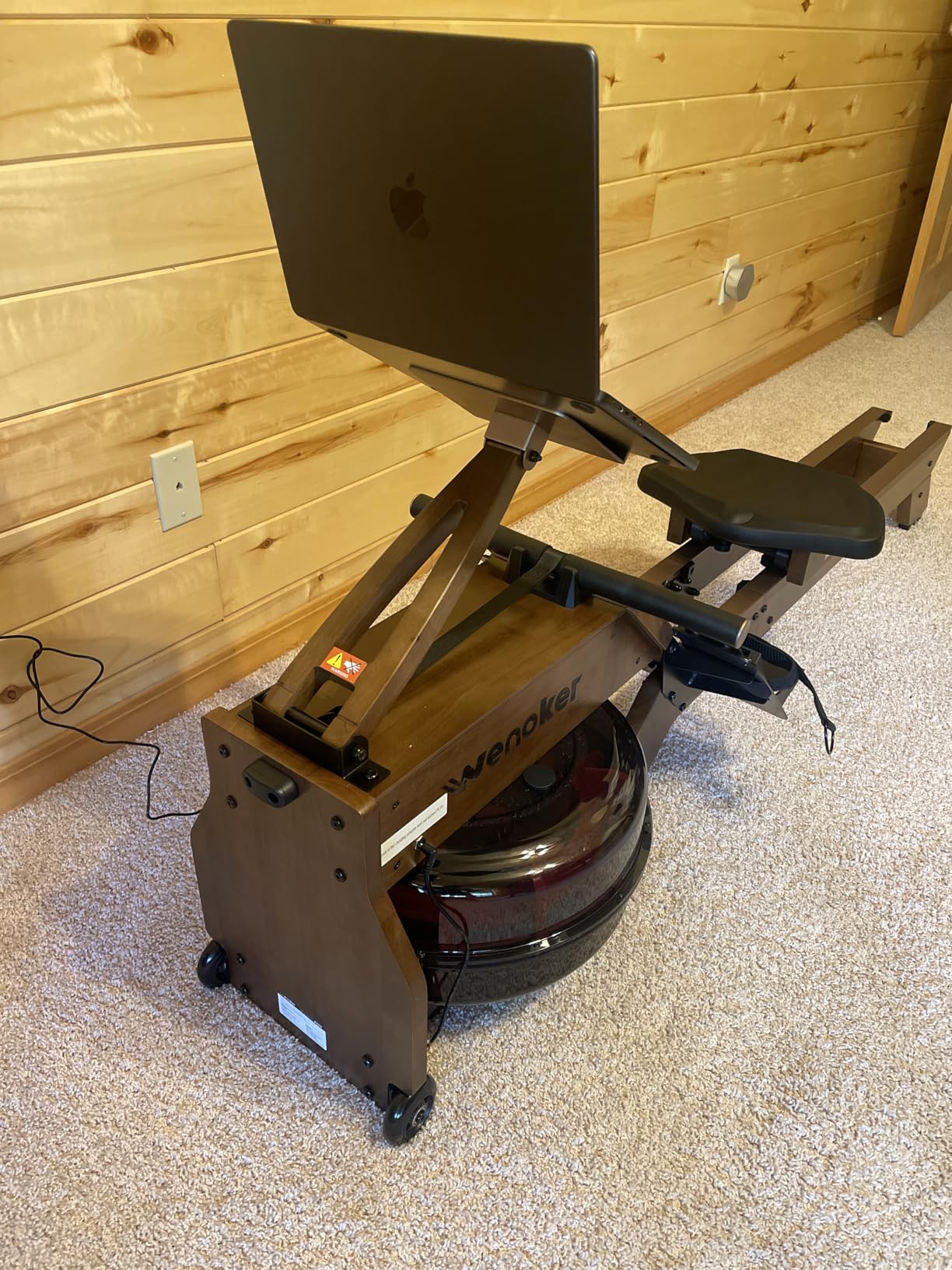WENOKER Water Rowing Machine for Home Use, Wooden Foldable Rower Machine with Dedicated Monitor & Bluetooth APP, Large Water Tank & Comfortable Seat for Immersive Water Rower, 350LBS Weight Capacity customer photo 1