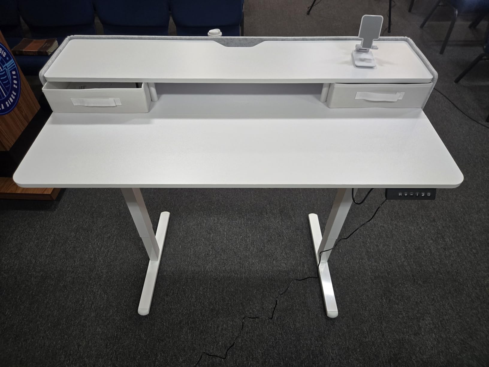 Homall Electric Standing Desk with 2 Drawers, Adjustable Height Computer Desk with Monitor Shelf Sit Stand Table with Splice Board Quick Install for Home Office (Black, 48 Inch) customer photo 1