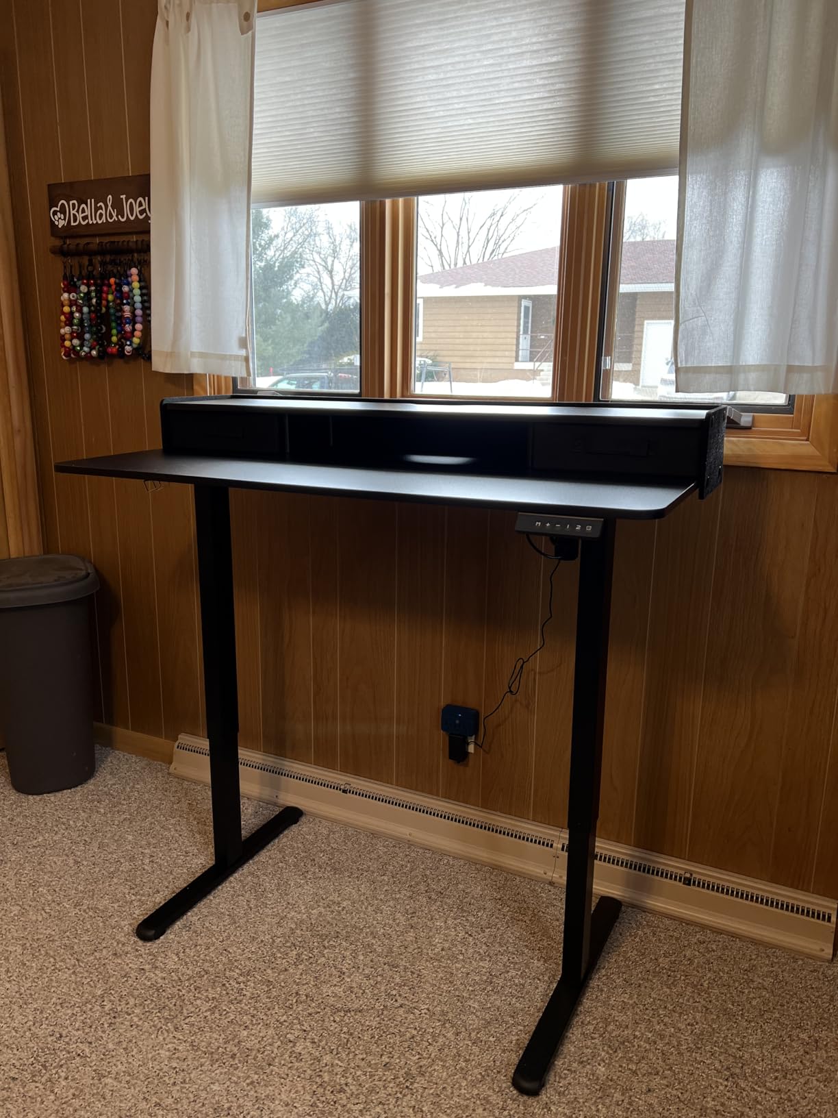Homall Electric Standing Desk with 2 Drawers, Adjustable Height Computer Desk with Monitor Shelf Sit Stand Table with Splice Board Quick Install for Home Office (Black, 48 Inch) customer photo 2