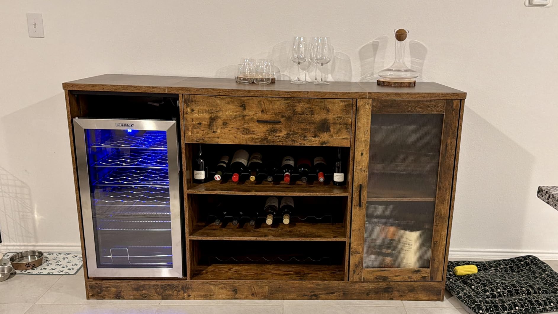 EUHOMY 25 Bottle Wine Cooler Refrigerator, Freestanding Compressor Wine Fridge with Adjustable Temperature and Digital Control, Mini Fridge with Glass Door for Red White Wine, Beer, Black customer photo 1