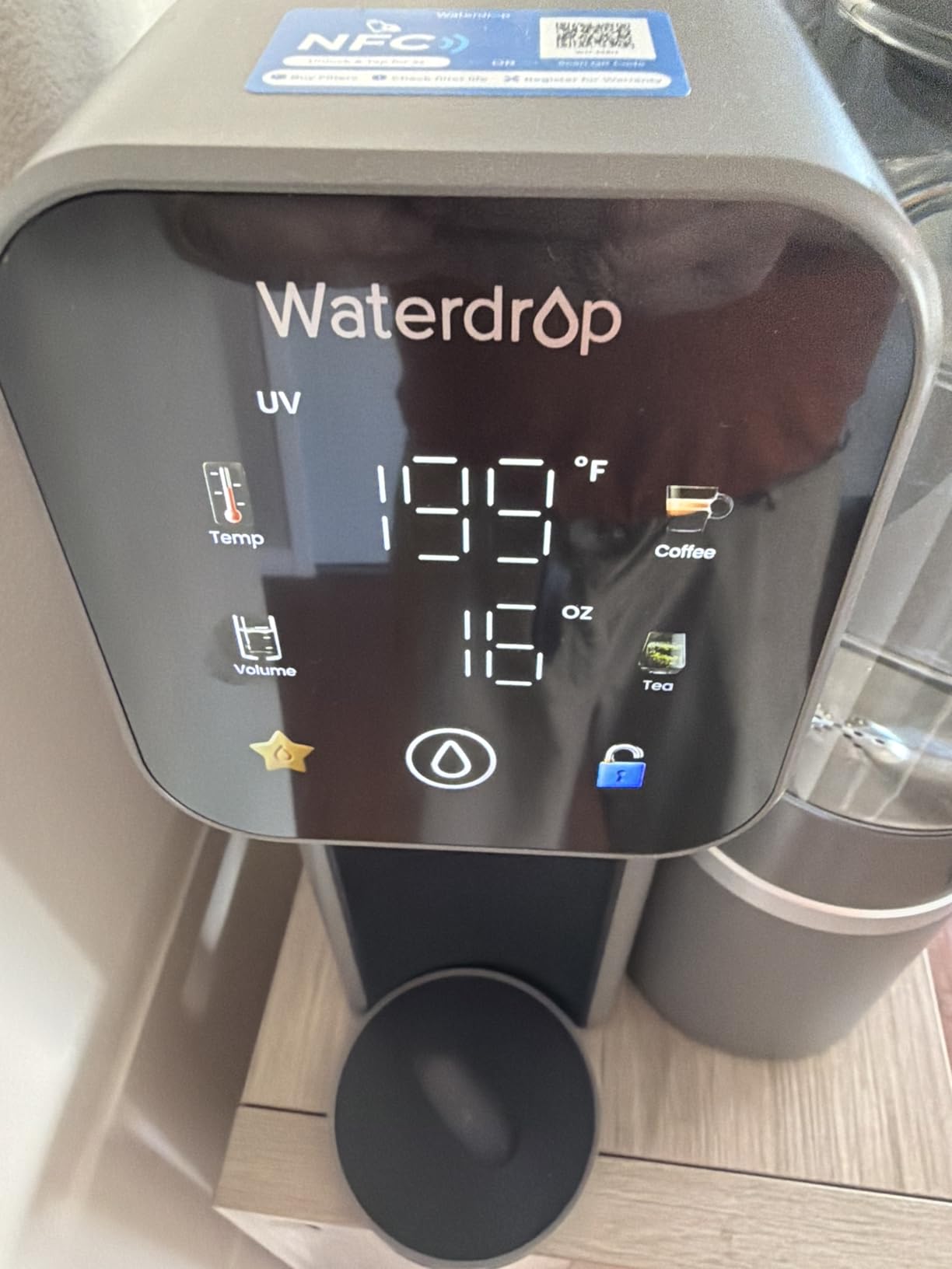 Waterdrop M6H Instant Hot Reverse Osmosis System Countertop Water Filter, 7-Stage, 3:1 Pure to Drain, Hot Water Dispenser with 5 Temperature Options, RO System with Glass Pitcher customer photo 1