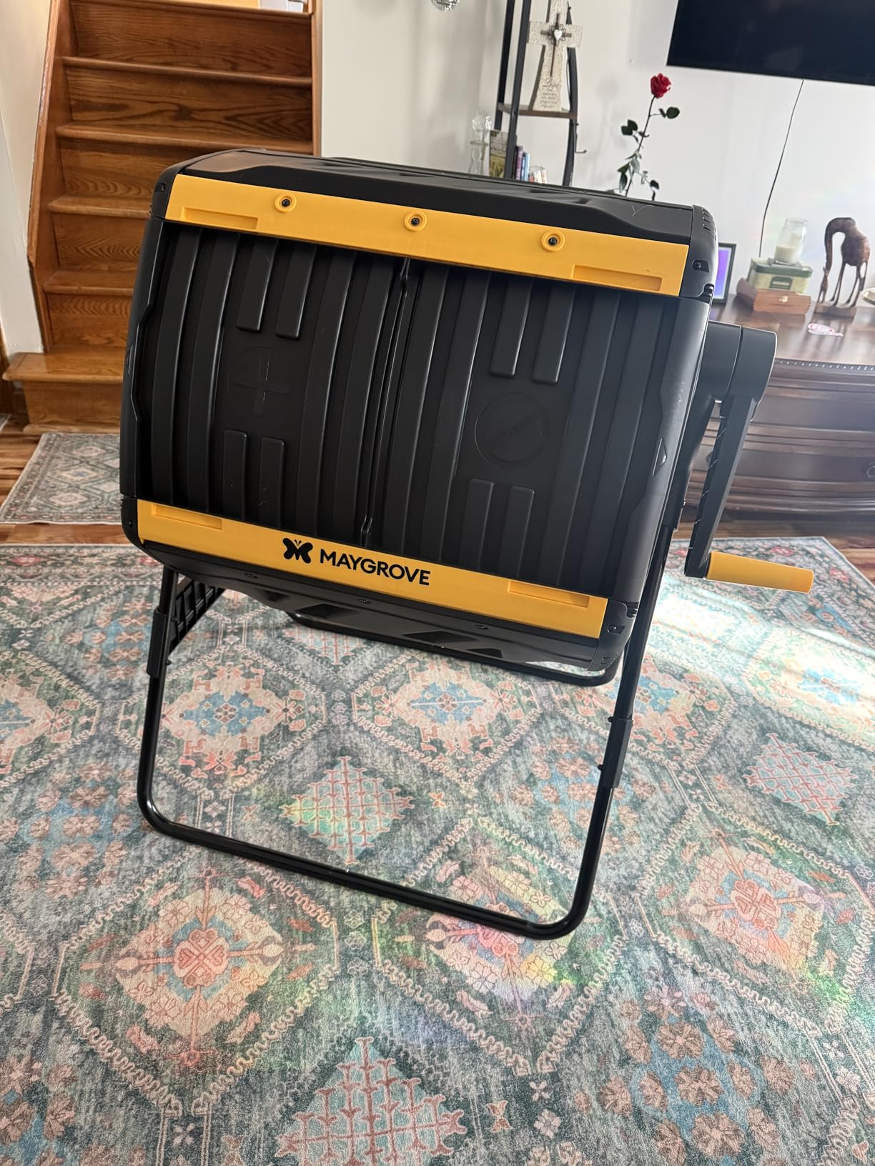 Maygrove Outdoor Compost Bin 53 Gallon, Dual Chamber Large Compost Tumbler with 360 Degree Rotating & Solid Steel Frame customer photo 1