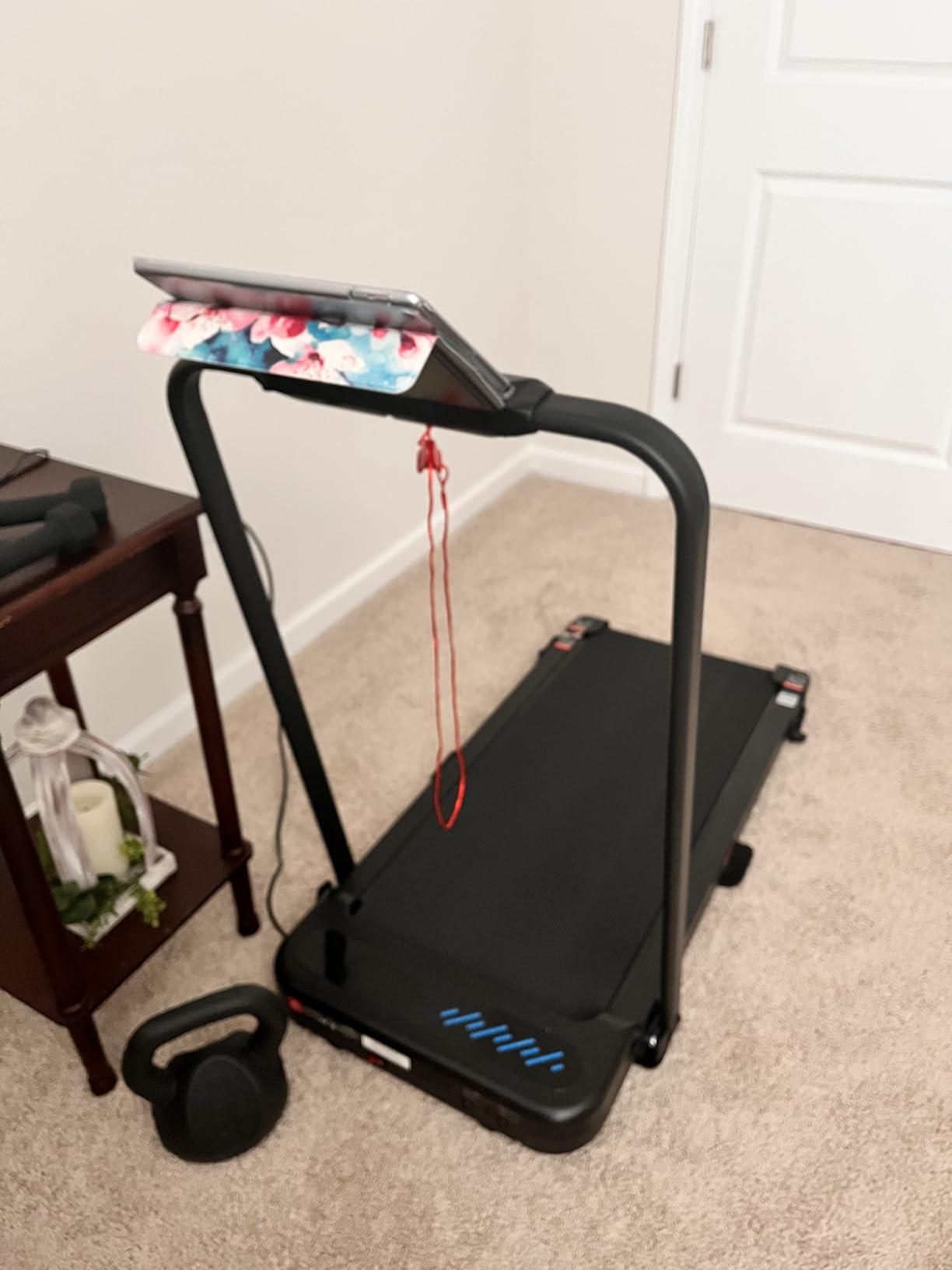 WELLFIT Folding Treadmill with Incline, 320+ lbs Capacity Portable Treadmills with Handlebar, Under Desk Treadmill for Home Office, Low Noise Walking Pad with Smart Voice Control for Jogging Running customer photo 2