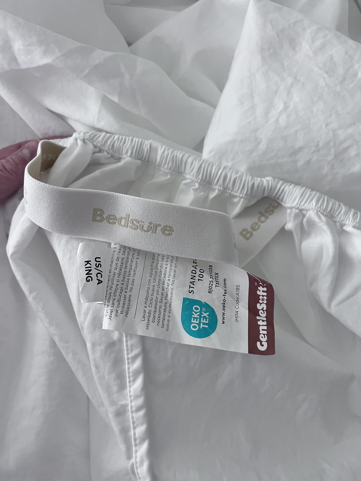 Bedsure 100% Giza Egyptian Cotton Sheets King Size - Luxury Hotel Sheets 18 Inches Deep Pocket with 4 Corner Straps, PureWoven Soft & Breathable Sateen Weave Bedsheets (White, King) customer photo 2