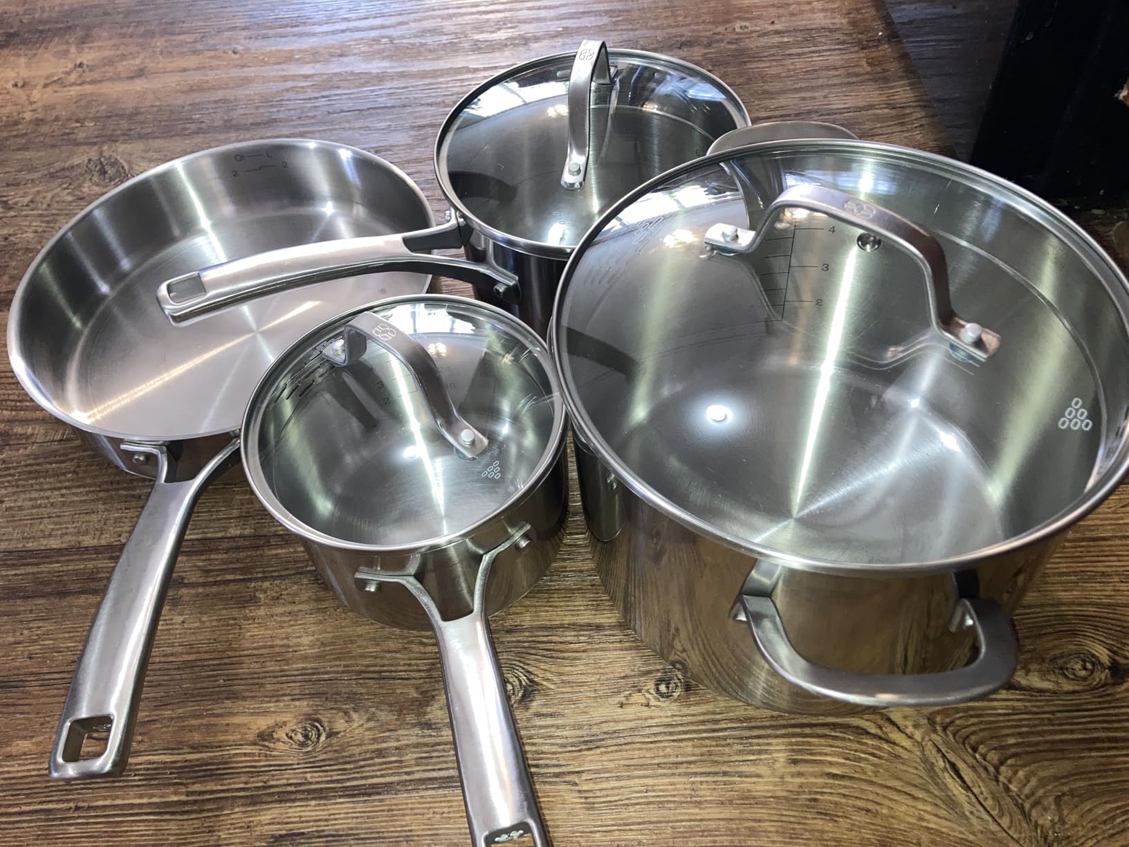 Calphalon Brushed 3-Ply Stainless Steel Cookware Set w/Turbo Heat Tech 10 Piece Includes Frying Pans, Pots and Pans Set, Induction, Oven Safe 450F, Brushed Stainless Silver customer photo 1