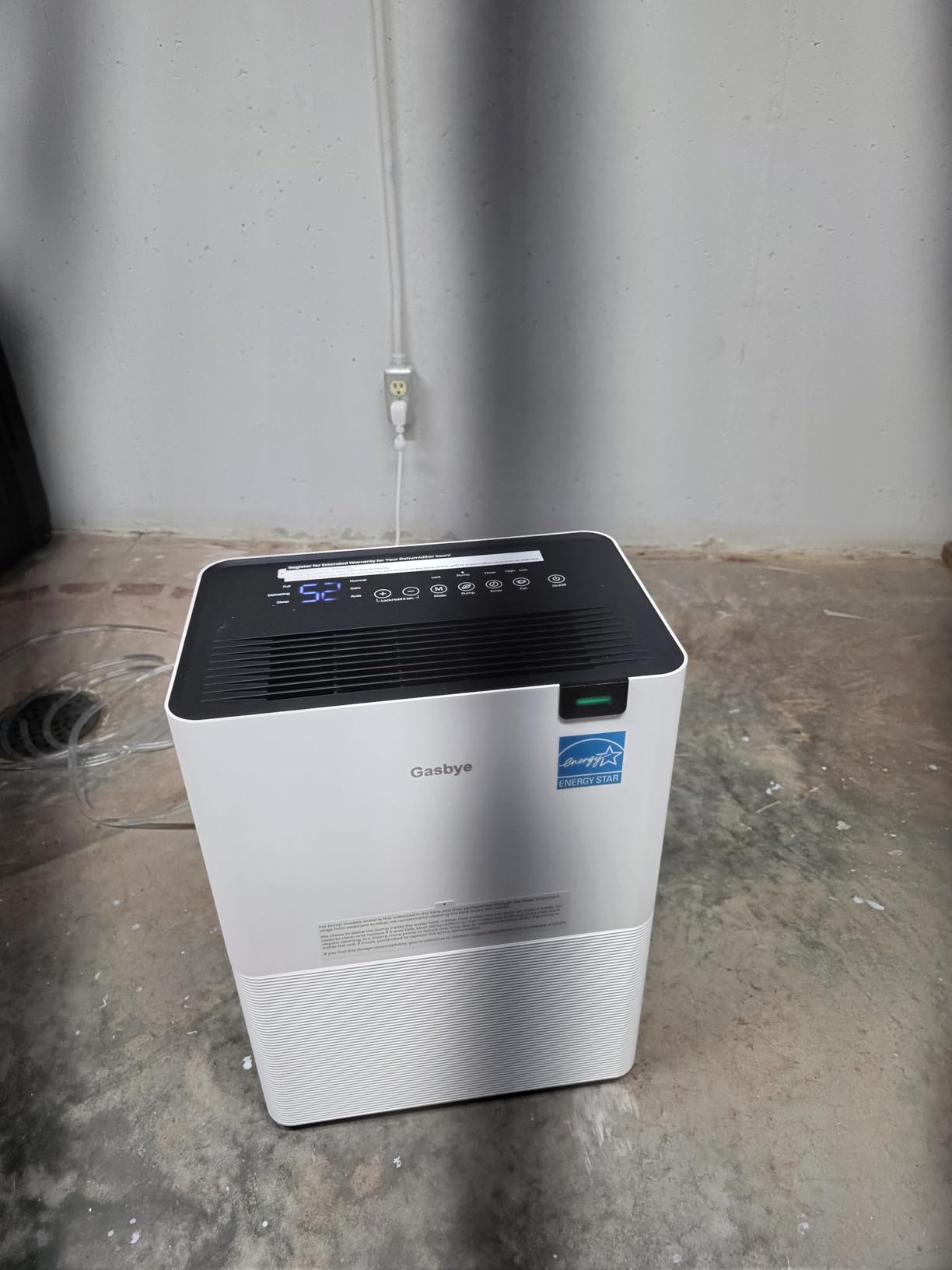 Gasbye Energy Star 2026 Dehumidifier with Replaceable Pump for Basement, 44dB Quiet, Easy to Clean and Clog-Free, Max 75 Pints/Day, 16.5ft Drain Hose, Auto Shut-Off, Auto Restart, White customer photo 1