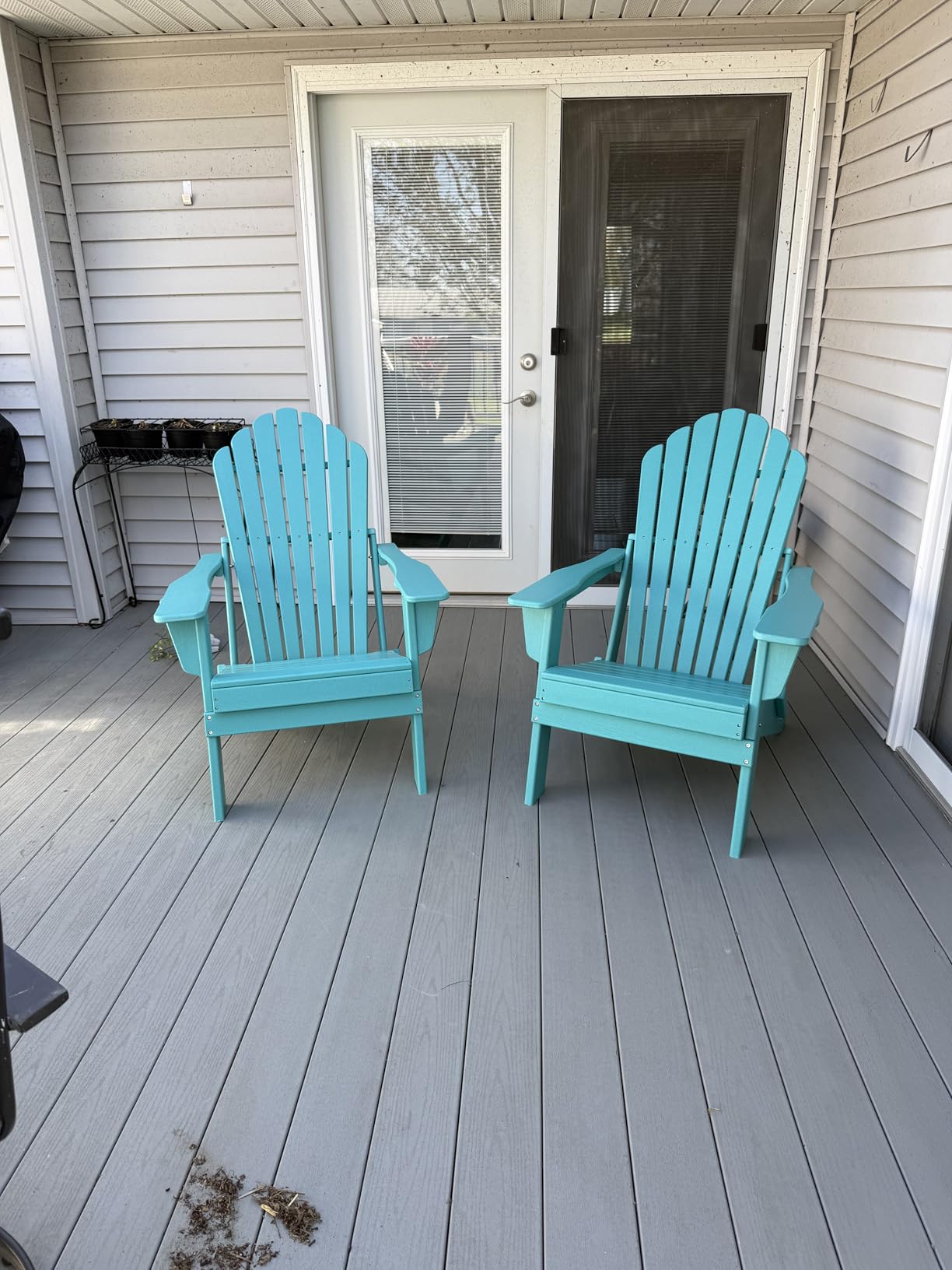 Plawdlik Outdoor HDPE Folding Adirondack Chair Set of 4, High Back Wide Seat Patio Chair with Cup Holders, All-Weather Fire Pit Chair for Garden,Lawn,Poolside, Black customer photo 1