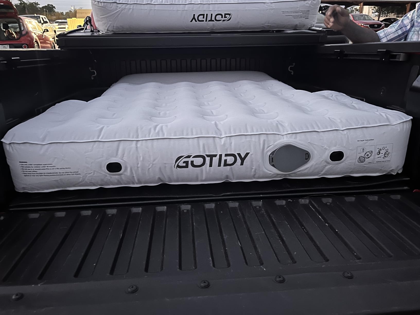 Truck Bed Mattress 5-5.5ft for Mid-Size Pickup, Fabric Texture Truck Bed Air Mattress with Tailgate Extender, Customized for Tacoma/Gladiator/Colorado, with Detachable Air Pump, for Truck Bed Camping customer photo 2