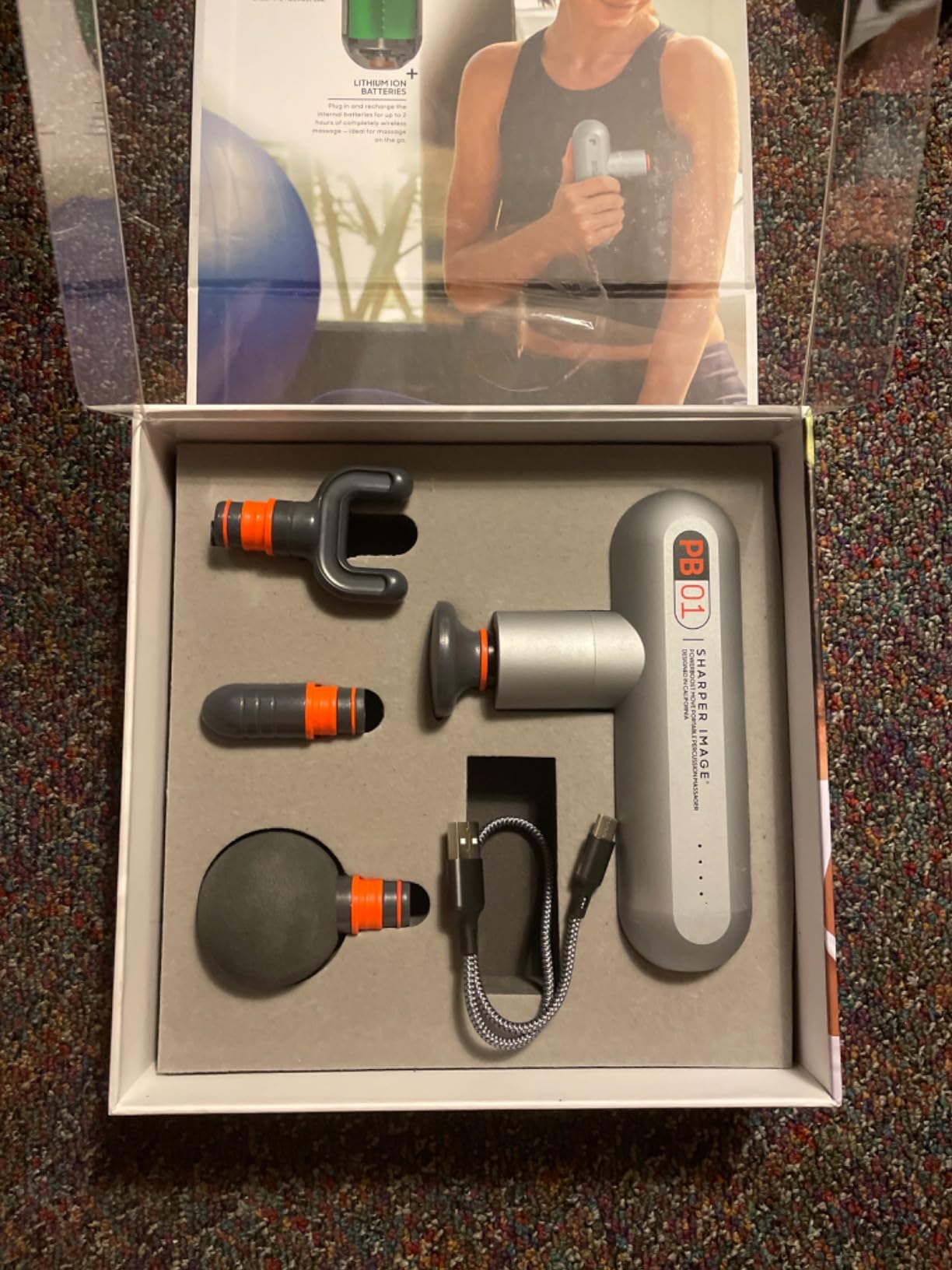 Sharper Image PowerBoost Core Mini Massage Gun [2026 Version] Deep Tissue Percussion Massager with 6 Speeds for Back & Full Body Muscle Pain Relief, Portable with 4 Attachments & Carry Pouch customer photo 1