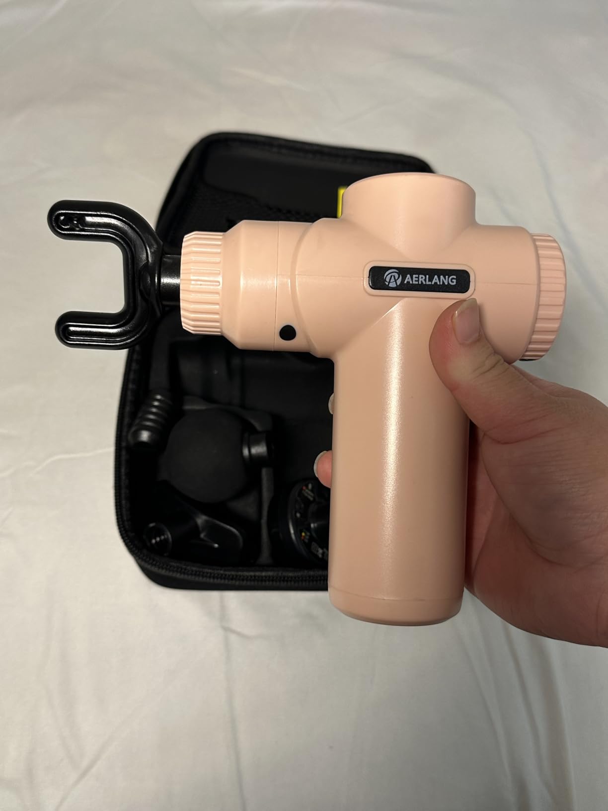 AERLANG Massage Gun with Heat Mini Massager Muscle Massager Back Massager for Pain Relief Deep Tissue Body Massager Handheld Massager with a Carrying Case customer photo 1