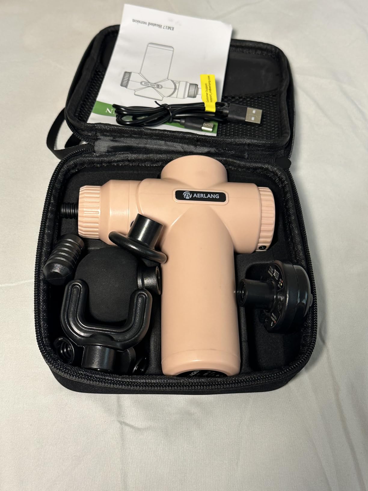 AERLANG Massage Gun with Heat Mini Massager Muscle Massager Back Massager for Pain Relief Deep Tissue Body Massager Handheld Massager with a Carrying Case customer photo 2
