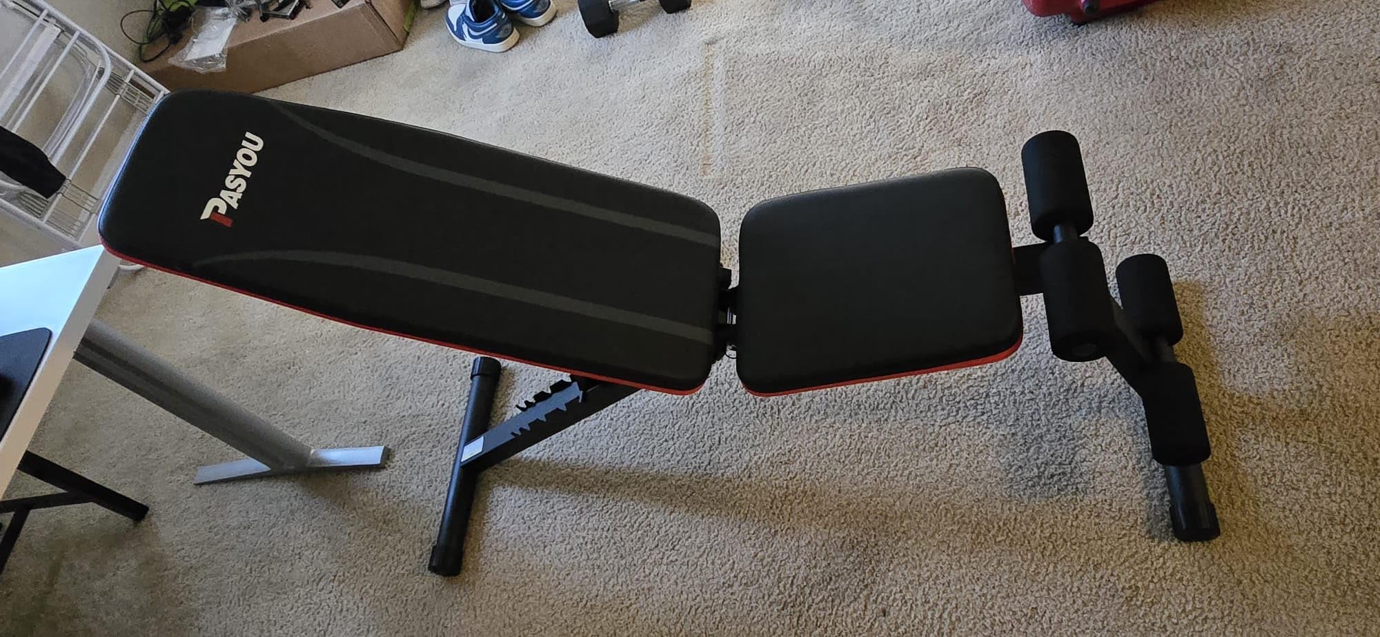 PASYOU Adjustable Weight Bench, Foldable Incline Decline Flat Bench with 660 lb Capacity, 95% Pre-Assembled, Compact Bench Press Full Body Strength Training Bench for Home Gym, Wider Seat customer photo 2
