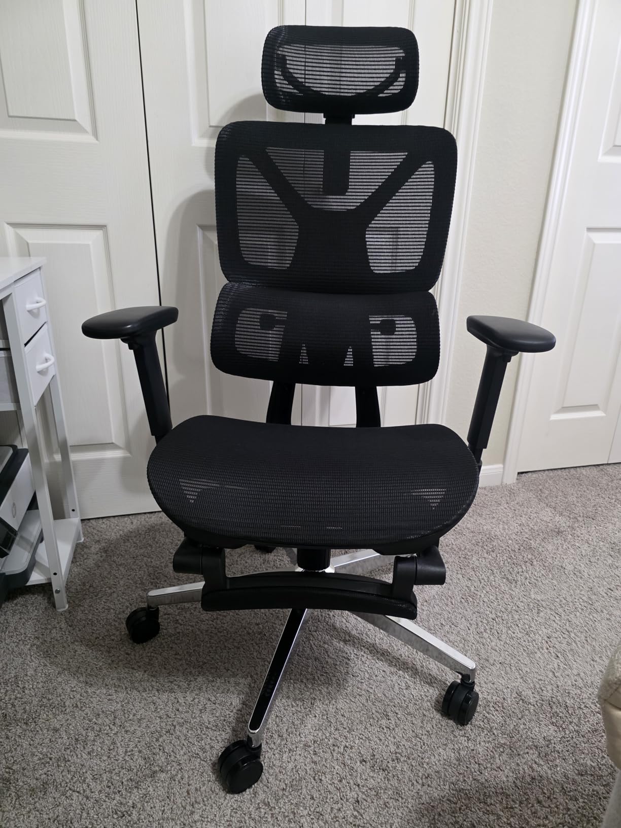 FLEXISPOT ErgoX Premium Ergonomic Office Chair with Footrest- Adjustable 3D Armrests, Dynamic Lumbar Support, Recline & Tilt Function, Mesh Seat, for Home & Office Use, Light Grey Foam customer photo 1