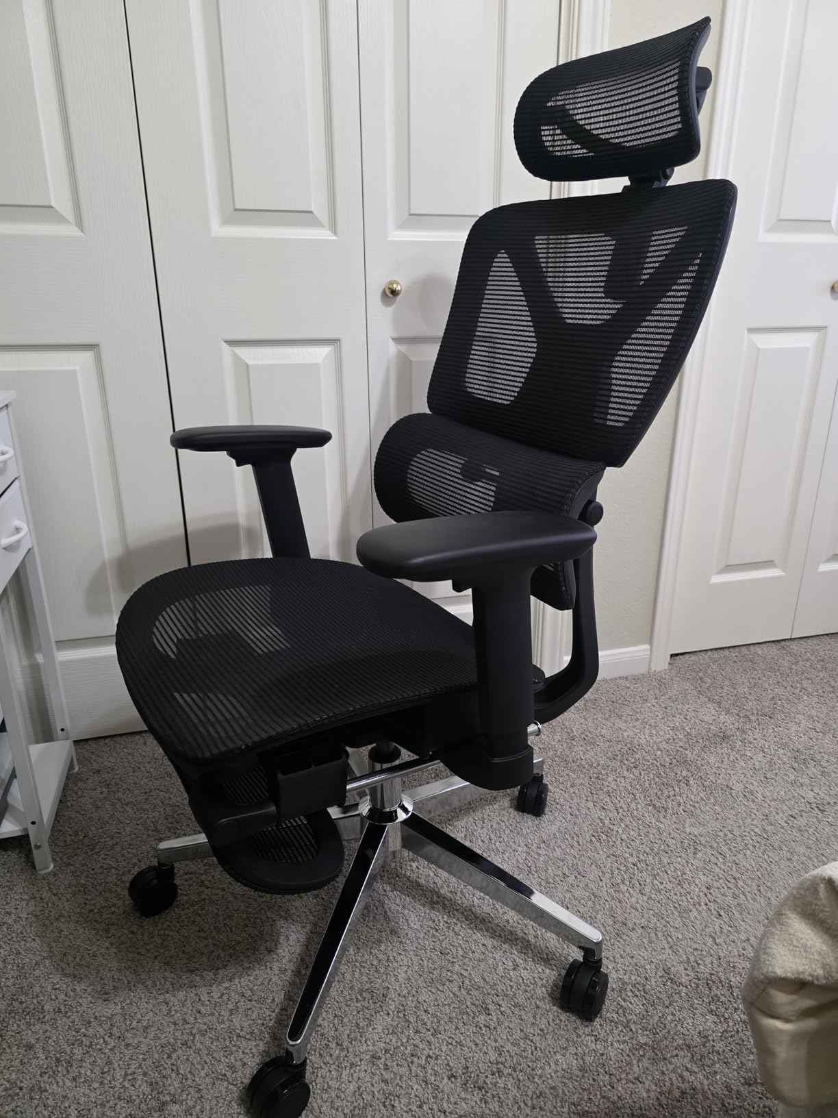 FLEXISPOT ErgoX Premium Ergonomic Office Chair with Footrest- Adjustable 3D Armrests, Dynamic Lumbar Support, Recline & Tilt Function, Mesh Seat, for Home & Office Use, Light Grey Foam customer photo 2