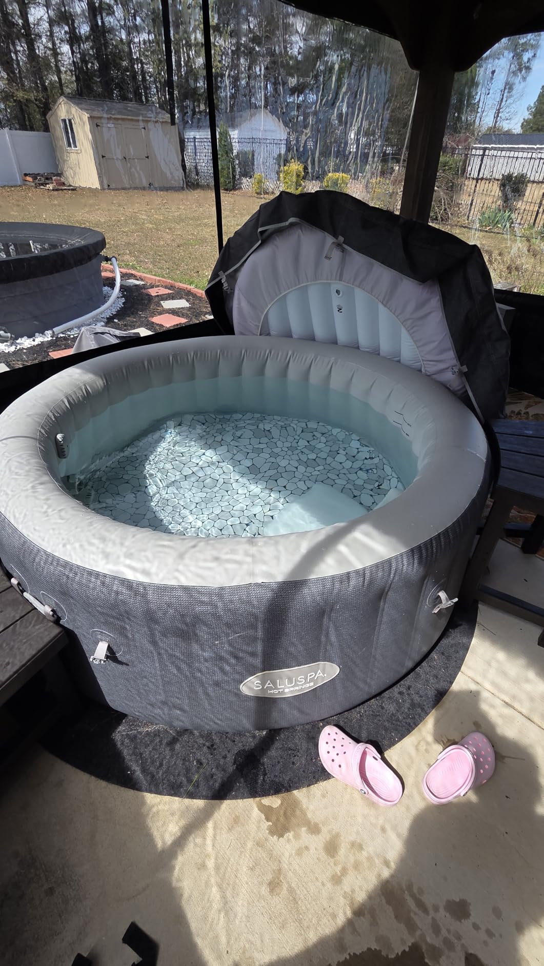 Bestway SaluSpa Hot Springs Inflatable Hot Tub, Fits Up to 4-6 Persons, Energy-Efficient Portable Spa with Smart WiFi App Control, Outdoor Blow Up Hottub for Backyard, 140 AirJets, 77