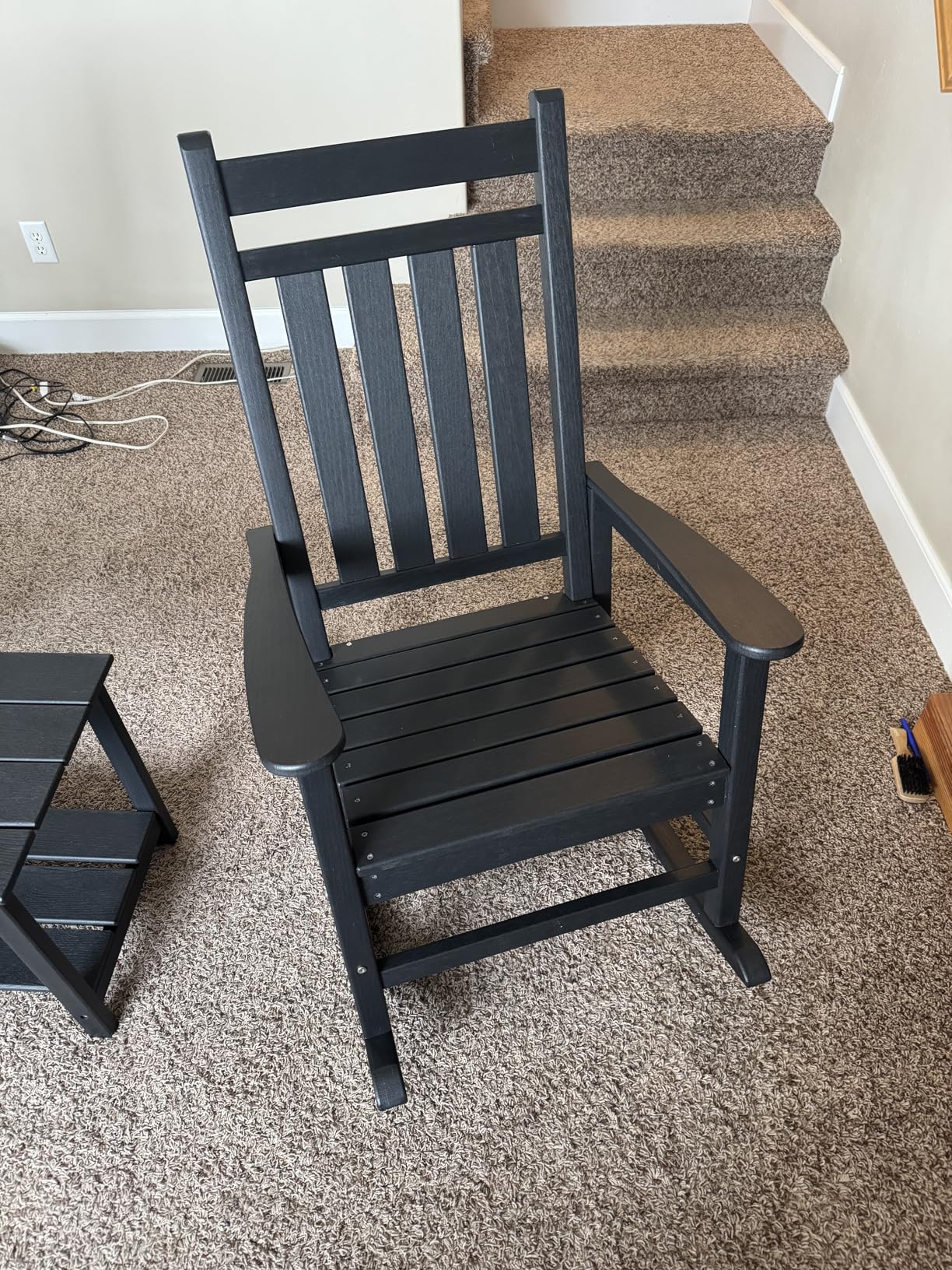 Garvee HDPE Rocking Chair Outdoor Set of 2 with Side Table - Poly High Back Porch Rocker Chairs for Adults - All Weather Resistant Furniture for Patio Front Porch - Black customer photo 1