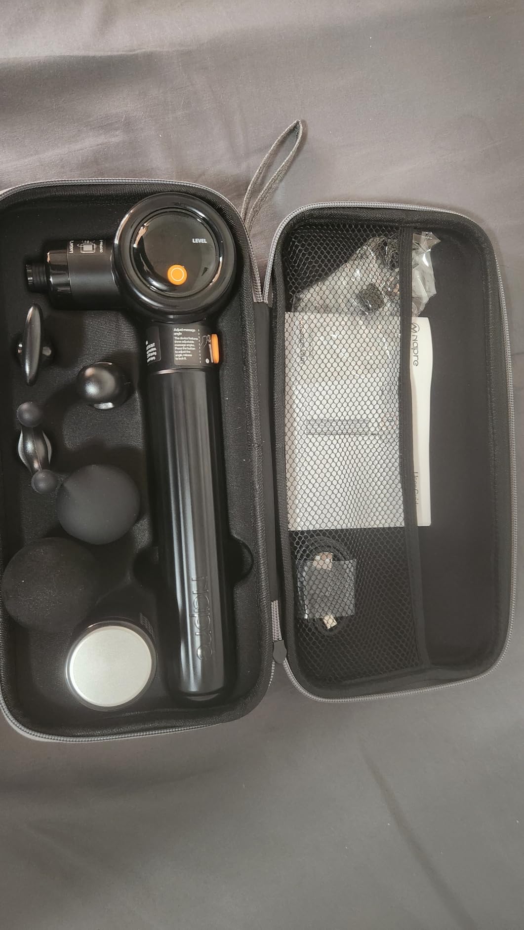 NAPRE Massage Gun with Heat and Cold, Massage Gun Deep Tissue with Extension Handle & 3 Adjustable Angles, Handheld Percussion Back Massager for Muscle/Neck/Body Pain Relief, 6 Heads, with Case customer photo 1