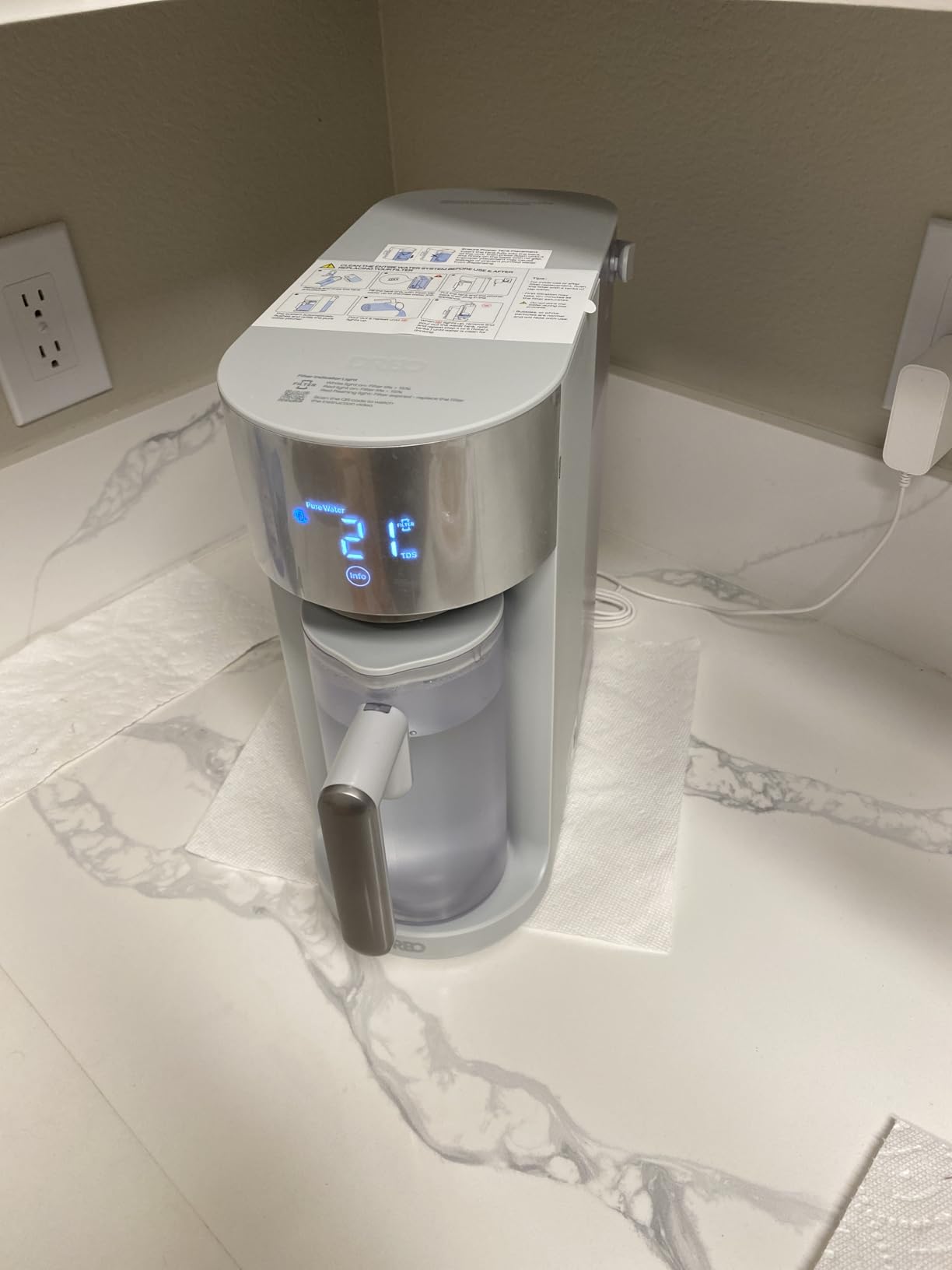 DREO Reverse Osmosis Water Filter Countertop, RO Filtration System, 3:1 Pure to Drain, TDS & Filter Life & Autofill Pitcher, Installation-Free, Self-Cleaning Water Purifier, RO Water Filter customer photo 2