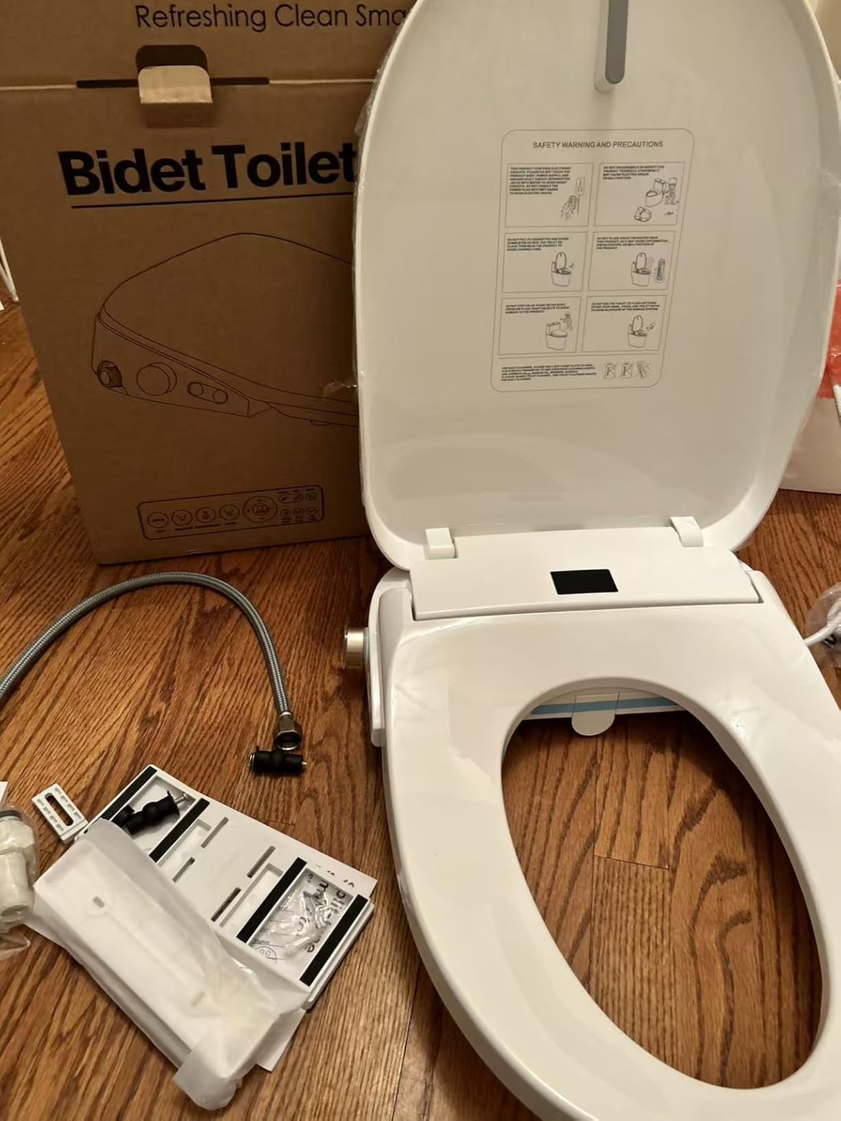 GAICOM Electric Bidet Toilet Seat Elongated, Smart Heated Toilet Seat with Instant Warm Water & Dryer, Front & Rear Wash, Remote Control, Soft Closed, Self-Clean Nozzle, Night Light customer photo 1
