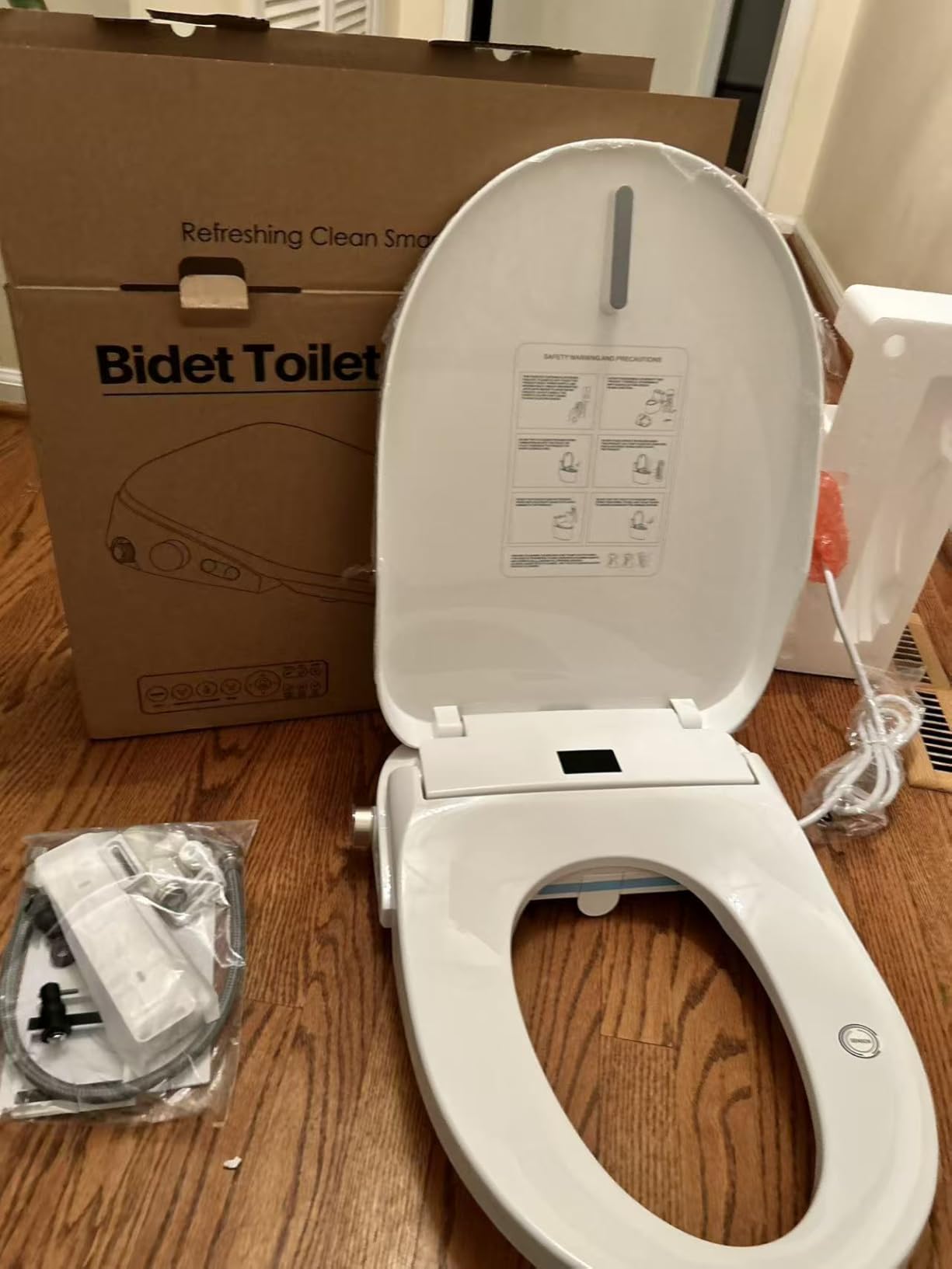 GAICOM Electric Bidet Toilet Seat Elongated, Smart Heated Toilet Seat with Instant Warm Water & Dryer, Front & Rear Wash, Remote Control, Soft Closed, Self-Clean Nozzle, Night Light customer photo 2
