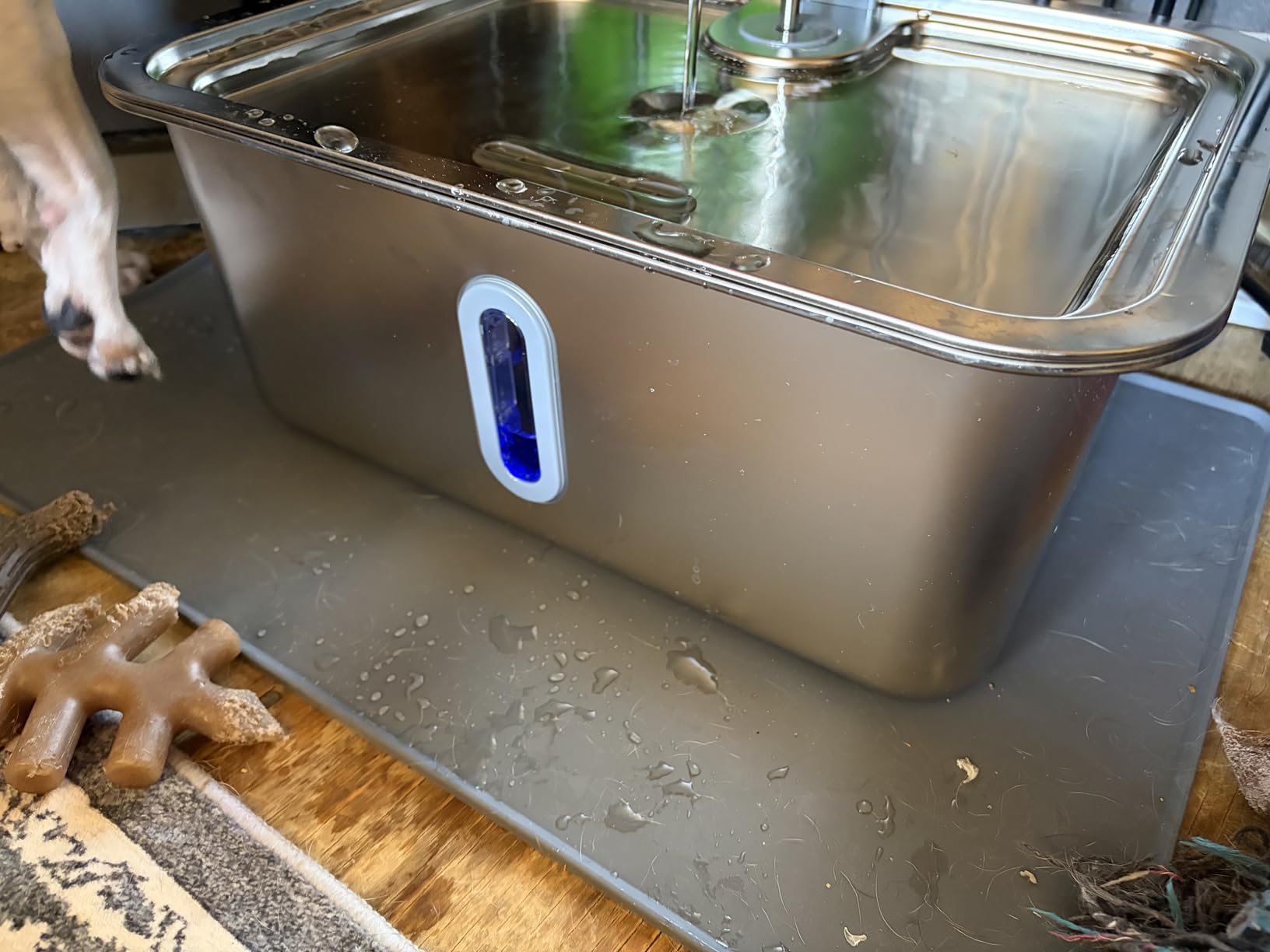 18L/4.76Gal Extra Large Dog Water Fountain with Silicone Mat & 3 Filters, Quiet Pet Water Fountain for Giant Breeds, Stainless Steel Dog Water Bowl Dispenser with Visible Window & Alert Light customer photo 2