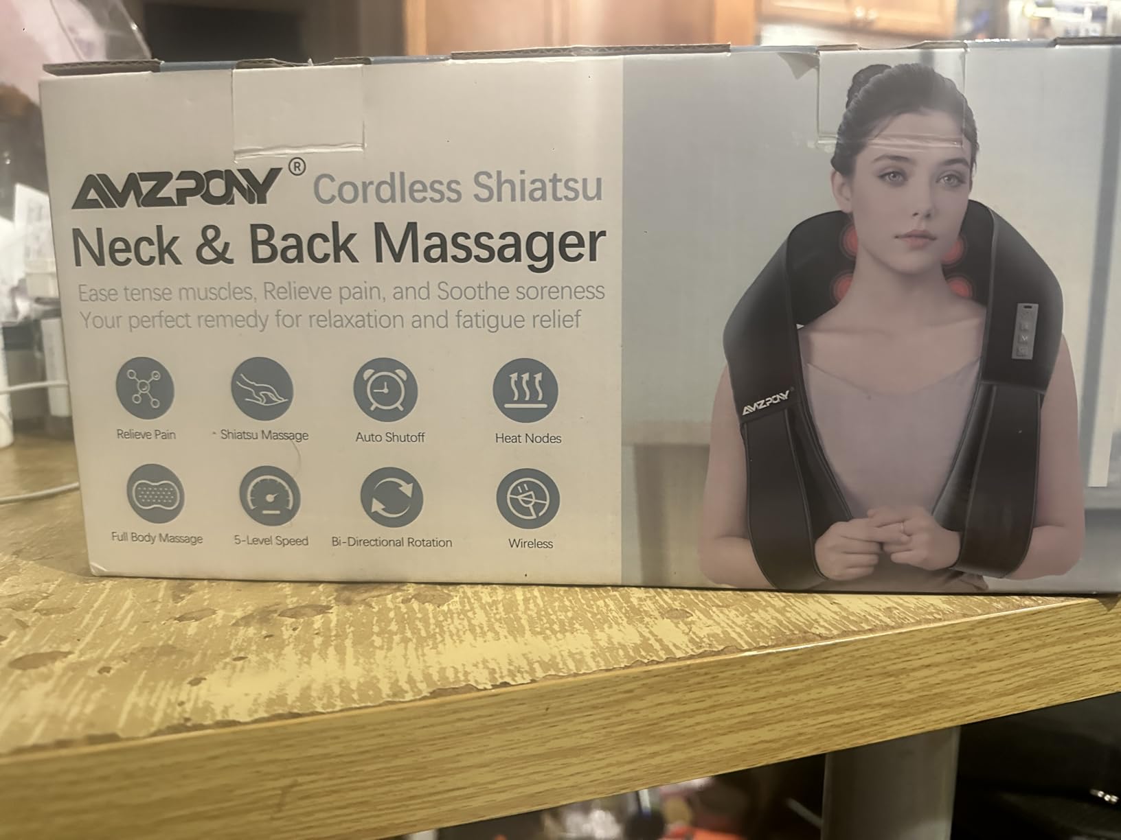 AMZPONY Cordless Neck Massager for Pain Relief Deep Tissue, Rechargeable Shiatsu Neck and Back Massager with Heat Kneading customer photo 1