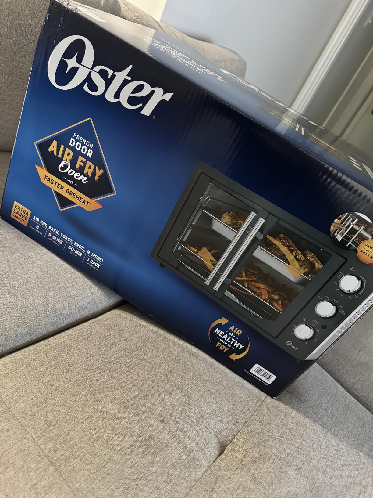 Oster Extra-Large 42L French Door Countertop Toaster Oven, 6-in-1 Air Fryer Oven with Air Fry Rack, Wire Rack, Baking Pan and Crumb Tray, Stainless Steel customer photo 1
