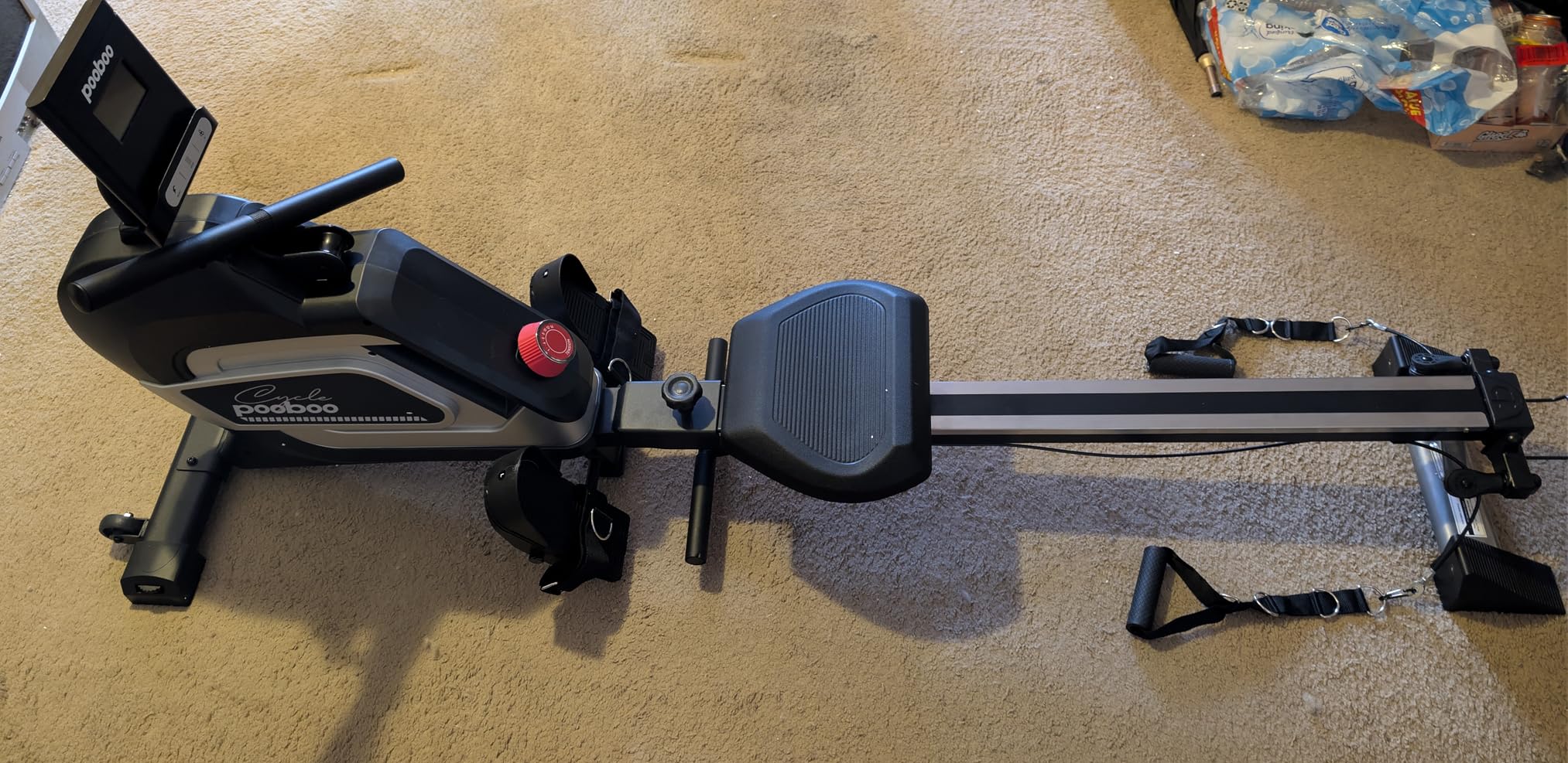pooboo Rowing Machines for Home, Magnetic Rowing Machine with Adjustable Resistance, Folding Rower Machine of Quiet, 350lbs Weight Capacity, Comfortable Seat Cushion, LCD Monitor, App Support customer photo 1