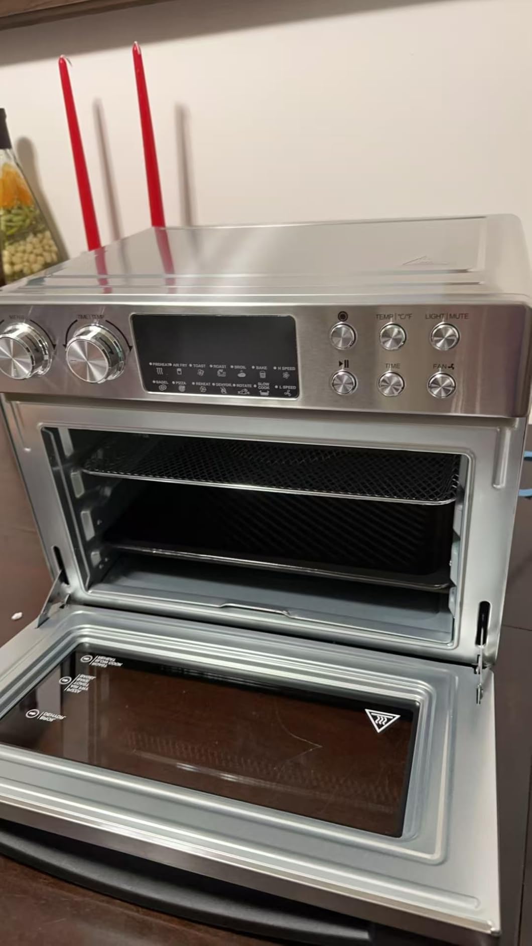 28QT Air Fryer Toaster Oven Combo, Large 12-in-1 Convection Countertop Oven with Next-Gen HeatWave Convection, 3-Layer Cooking, Rotisserie for Chicken, Fits 11