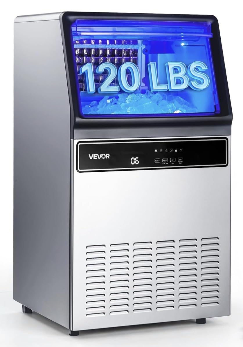 VEVOR Commercial Ice Maker Machine, 120 lbs/24H Ice Production, 33 lbs Storage Bin, 45 Cubes per Cycle, Stainless Steel Under Counter & Freestanding Ice Maker with LED Display, for Home Bar Restaurant customer photo 2