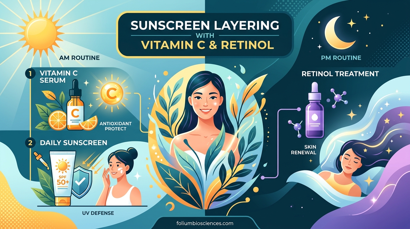 Sunscreen Layering with Vitamin C and Retinol