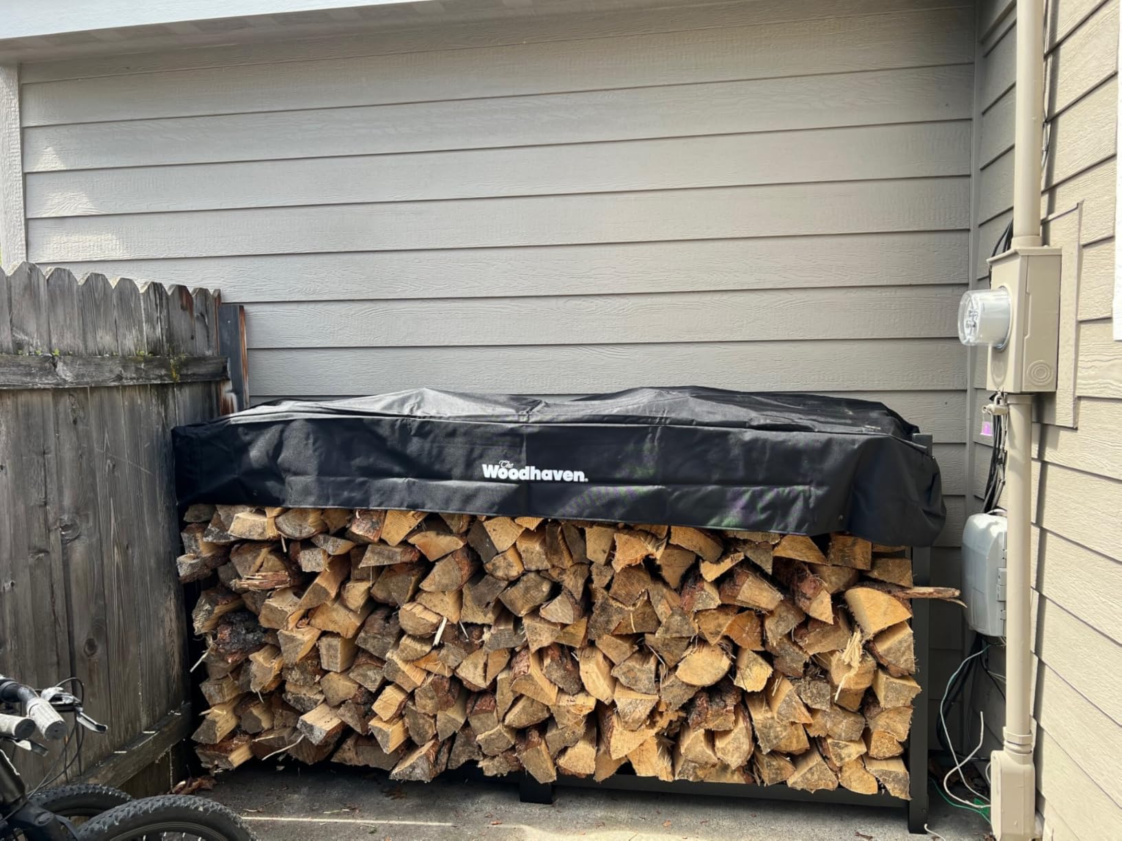 Woodhaven 8-Foot Firewood Rack - American Brand - 1/2 Cord Raised Lumber Storage Rack - Keeps Wood Dry & Ready - Heavy-Duty Steel, Lifetime Structural Warranty (With Cover) customer photo 1