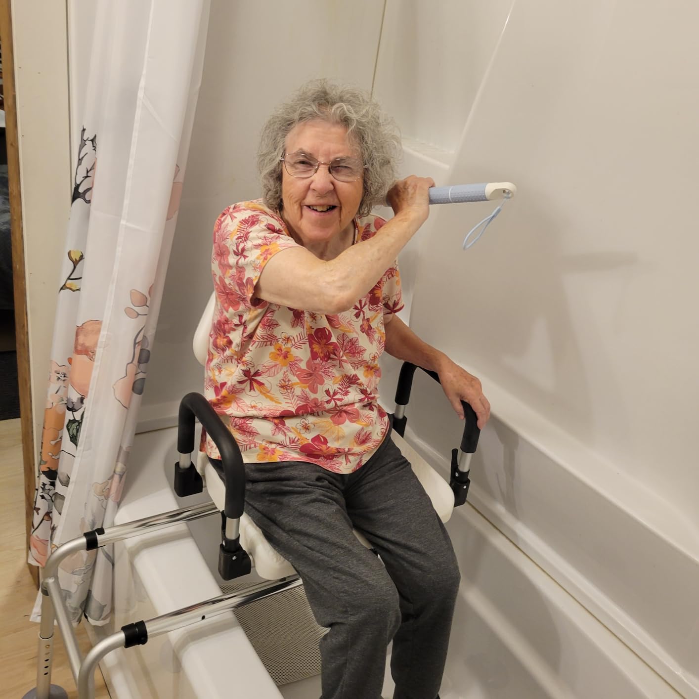 DMI Tub Transfer Bench and Shower Chair with Non Slip Aluminum Body, FSA Eligible, Adjustable Seat Height, Holds up to 400 Lbs customer photo 2