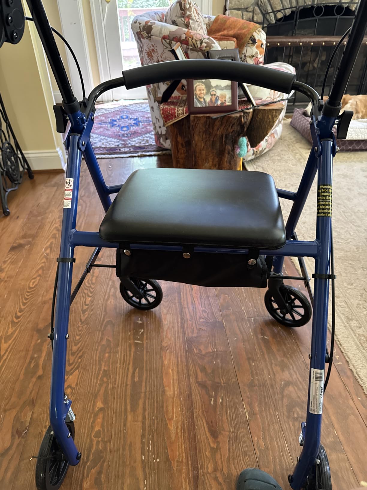 Drive Medical Aluminum Rollator Walker - Fold Up - Padded Seat - 6 Inch Wheels - Lightweight Portable Design - Indoor Outdoor Mobility Aid - Blue customer photo 1