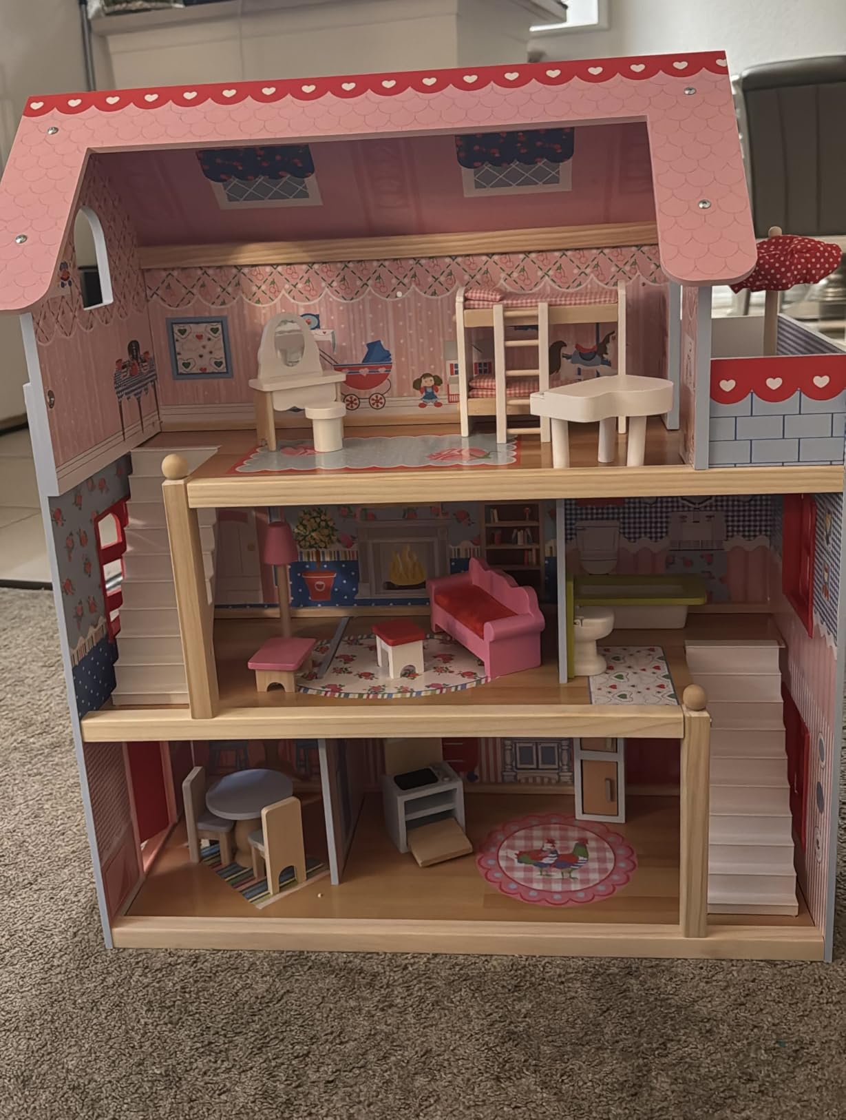 KidKraft Chelsea Doll Cottage Wooden Dollhouse with 16 Accessories, Working Shutters, for 5-Inch Dolls customer photo 1