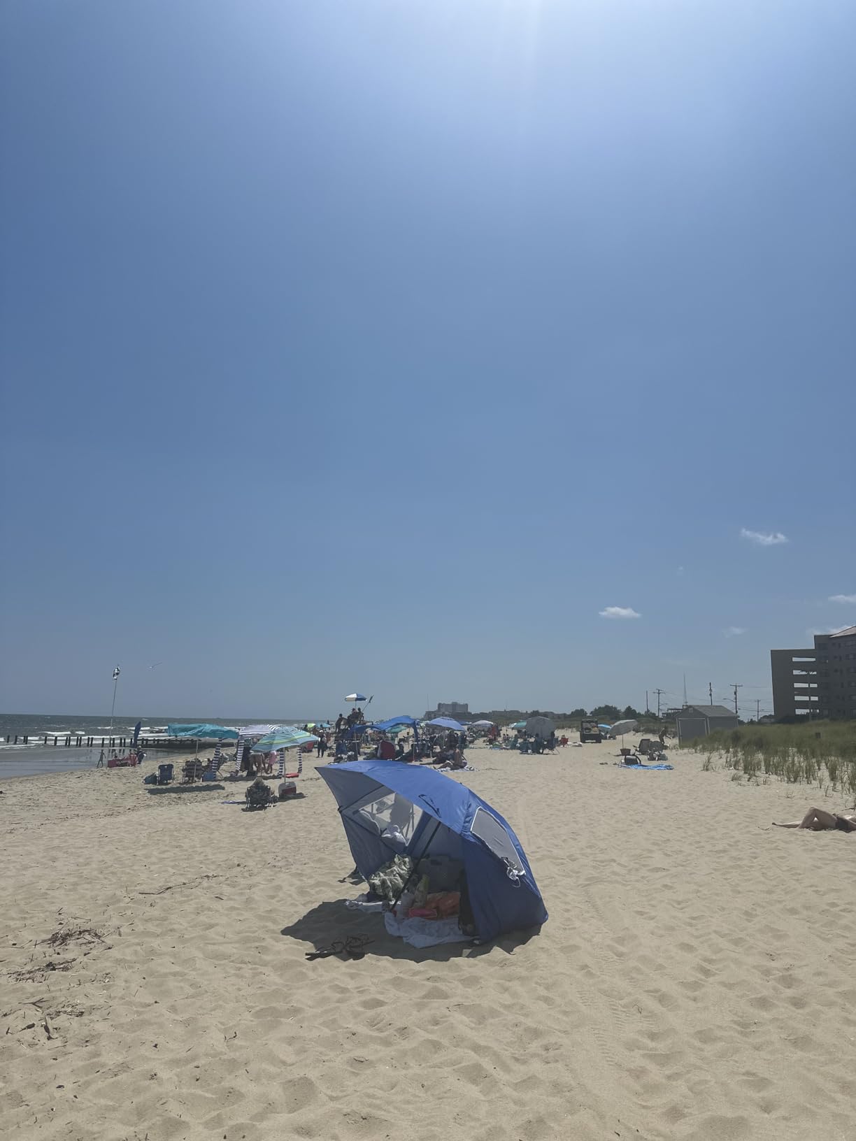 Sport-Brella Super-Brella UPF 50+ Sun and Rain Canopy Umbrella, 8 Foot Portable Beach Shelter with Side Panels, Wind Flaps, and Carry Bag, Blue customer photo 2