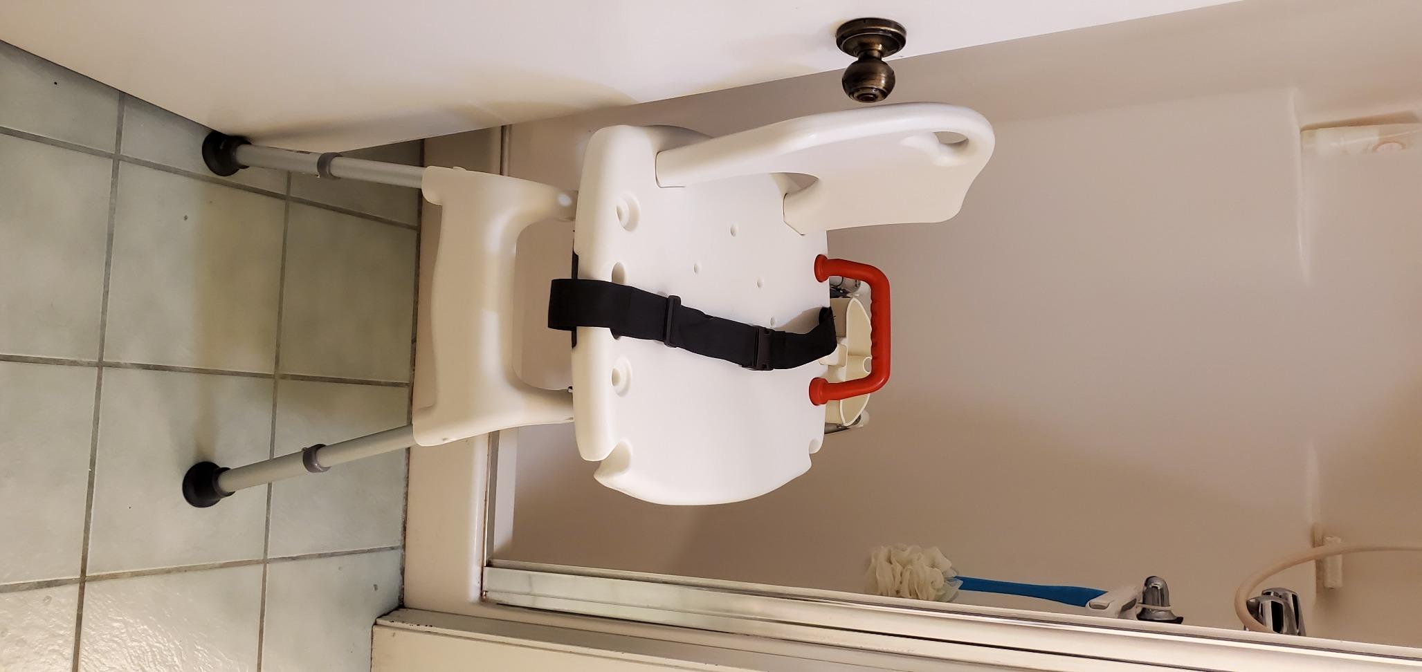 Drive Medical RTL12075 Adjustable Height Sliding Bathtub Transfer Bench Shower Chair with Armrests and Seatbelt, 300 Pound Capacity customer photo 2