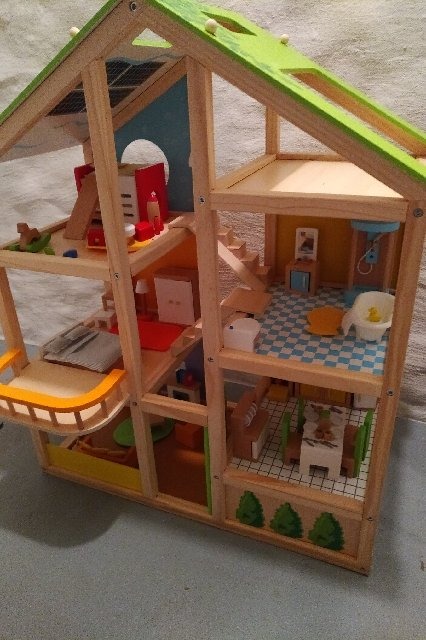 Hape All Seasons Kids Wooden Dollhouse - Award Winning 3 Story Dolls House Toy with Furniture, Accessories, Movable Stairs and Reversible Season Theme customer photo 1