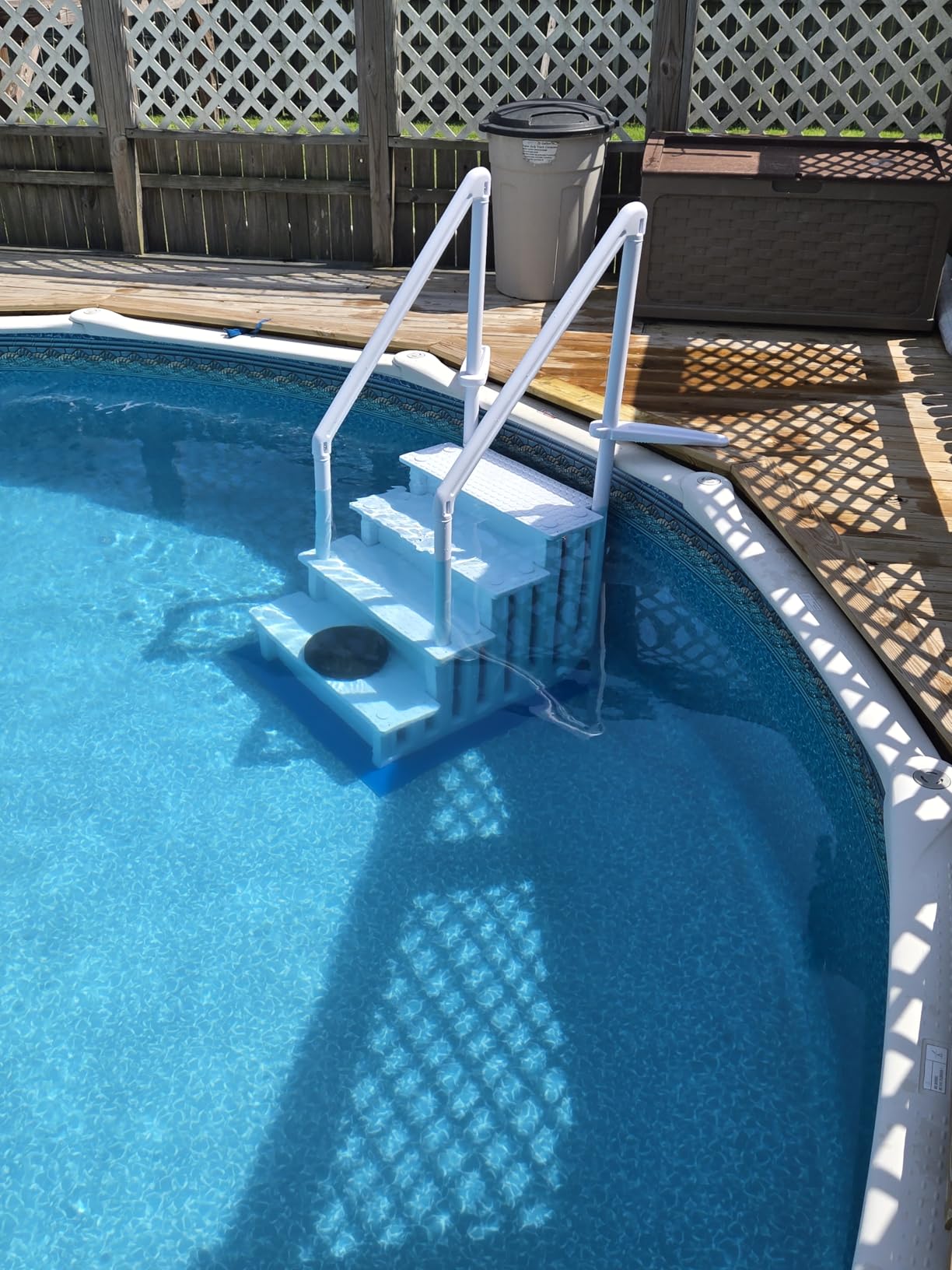 XtremepowerUS 4-Step Above Ground Swimming Pool Ladder Step to Deck Mounted Step Ladder with Double Handle Rail, 48