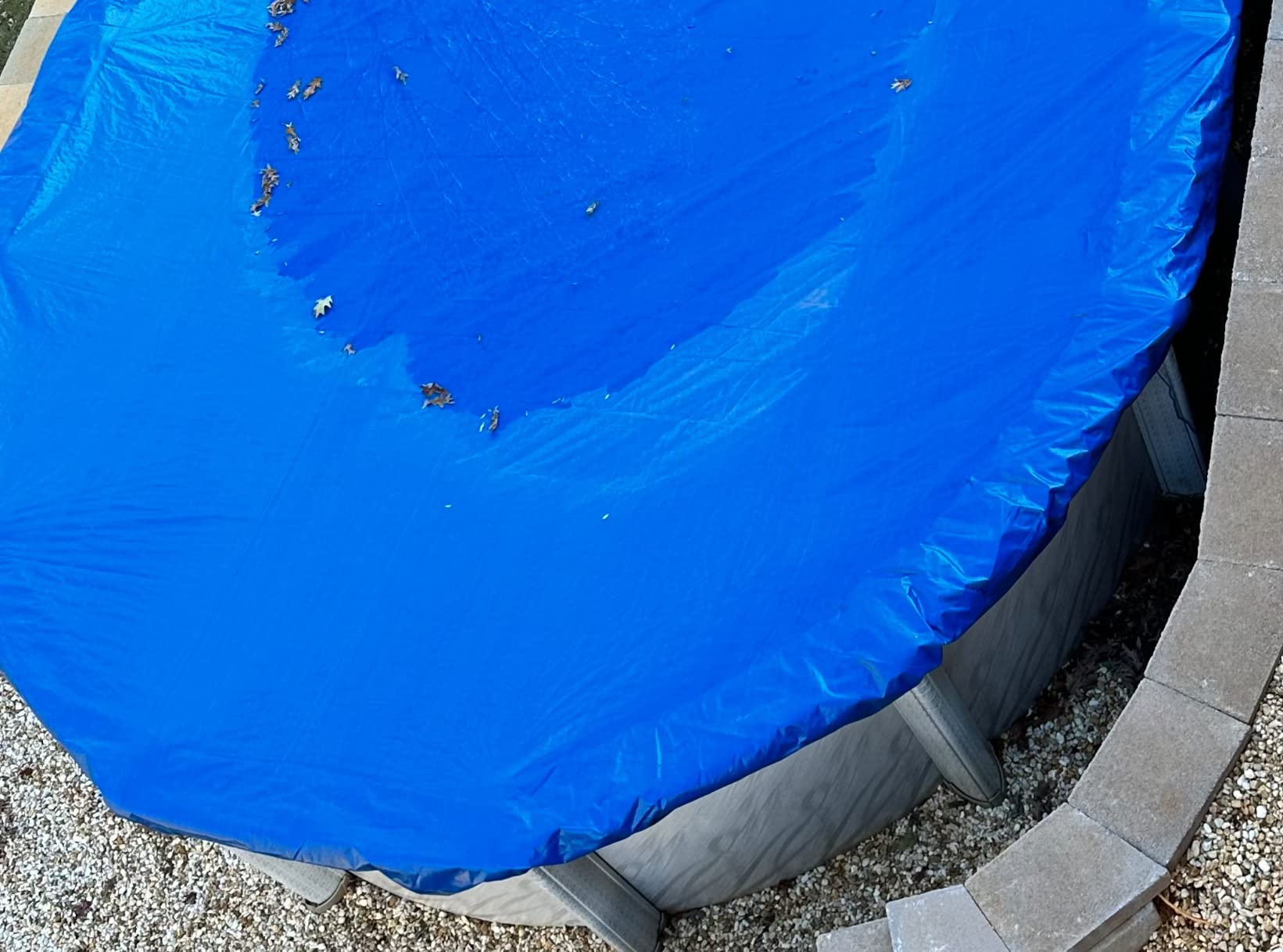 Blue Wave Gold 15-Year 16 ft x 25 ft Oval Above Ground Pool Winter Cover - Durable & Weather-Resistant Polyethylene - 4 ft Overlap, Black Underside, Reinforced Grommets, Winch, Cable - Royal Blue customer photo 1