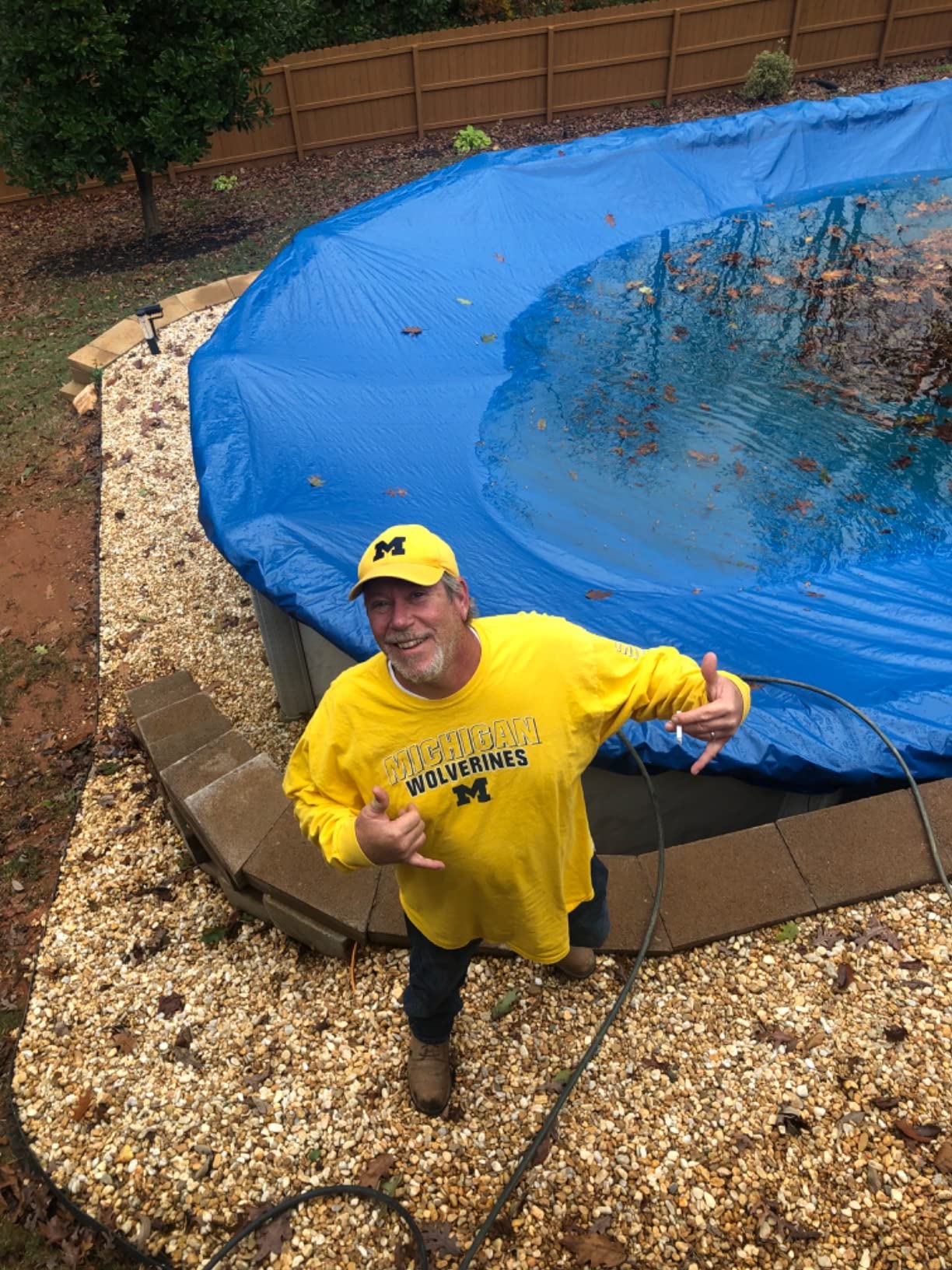 Blue Wave Gold 15-Year 16 ft x 25 ft Oval Above Ground Pool Winter Cover - Durable & Weather-Resistant Polyethylene - 4 ft Overlap, Black Underside, Reinforced Grommets, Winch, Cable - Royal Blue customer photo 2