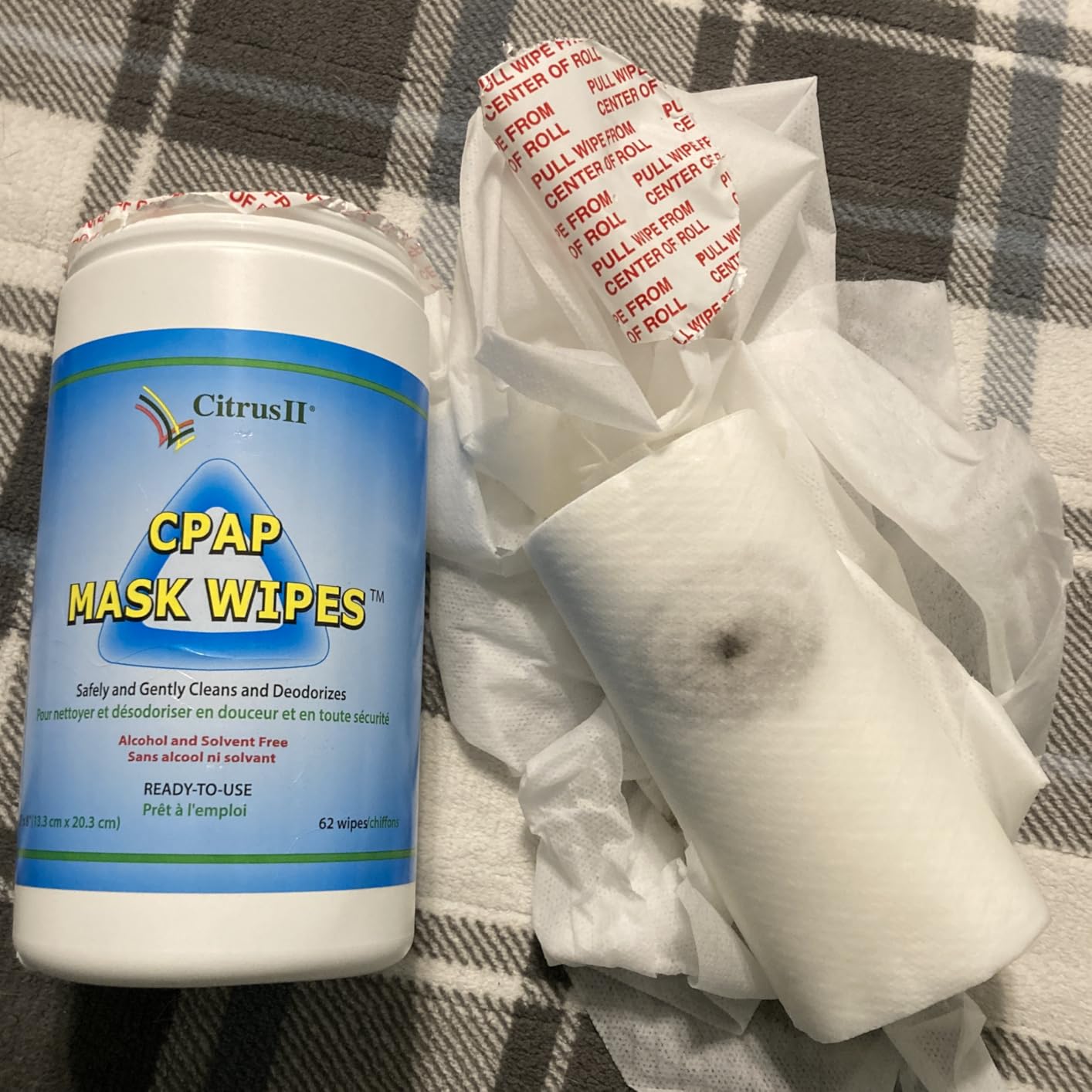 Citrus II CPAP Cleaning Wipes - Sanitizies BIPAP and CPAP Masks - Removes Dirt and Oil - Clean Citrus Scent - 62 Wipes Per Canister - Pack of 3 customer photo 2