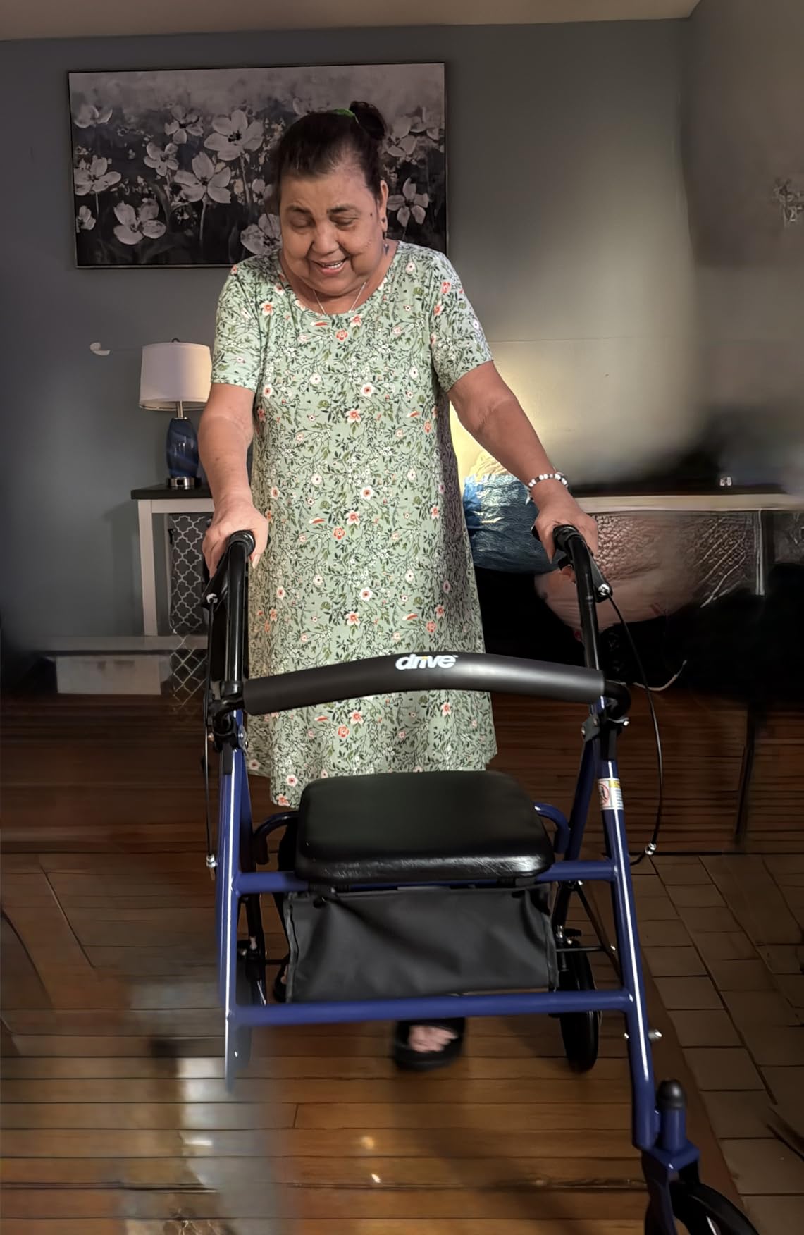 Drive Medical Rollator Walker with Seat - Stable Mobility Support - Height Adjustable - Durable Steel Frame Construction - Smooth 7.5