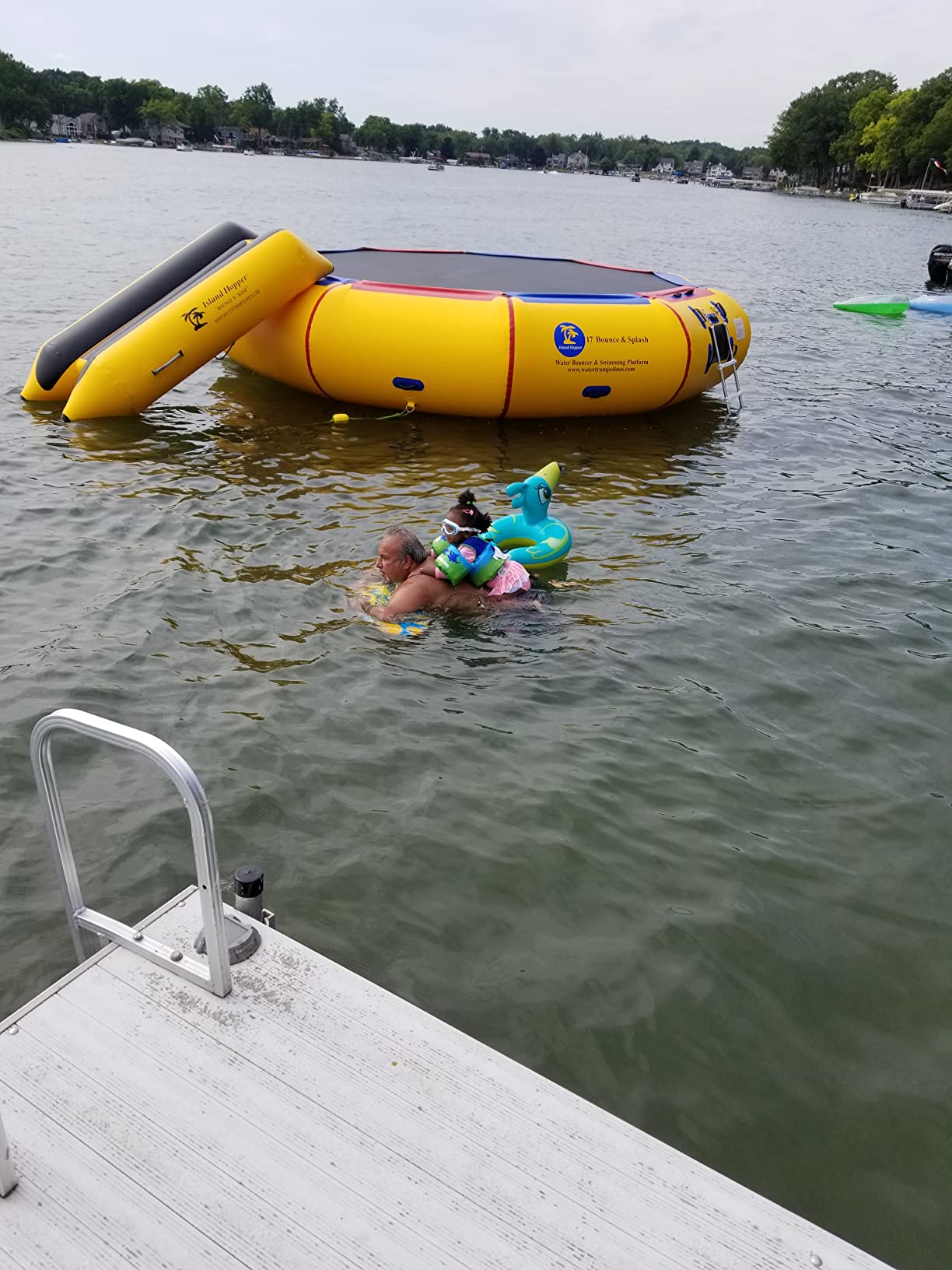 Island Hopper 17' Bounce N Splash Padded Water Bouncer - Durable Inflatable Trampoline - Spring-Less Design with Foam Padding - Water Trampoline for Lake Supports 1000 lbs for Family Fun customer photo 2