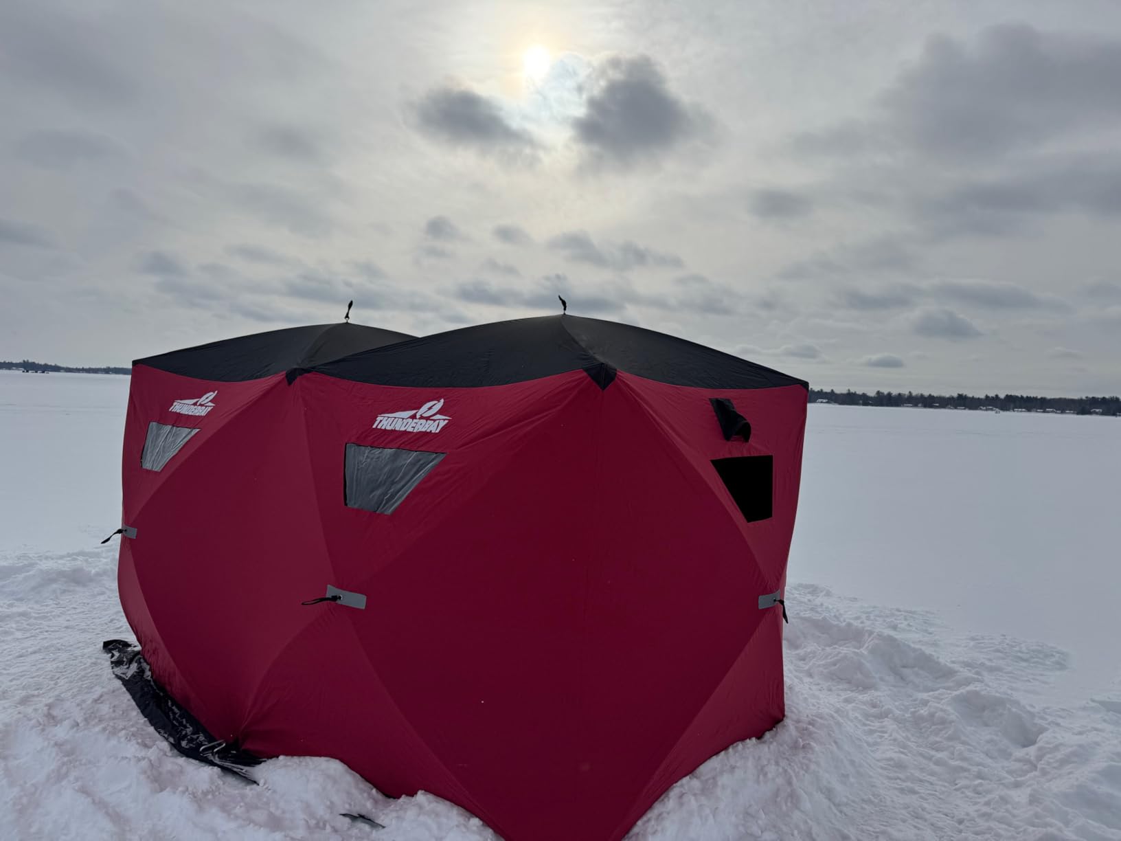 THUNDERBAY Ice Cube Series Pop-Up Hub-Style Ice Fishing Shelter, 68-112 Square Feet of Fishable Area, Portable 6-8 Person Ice Shanty customer photo 1